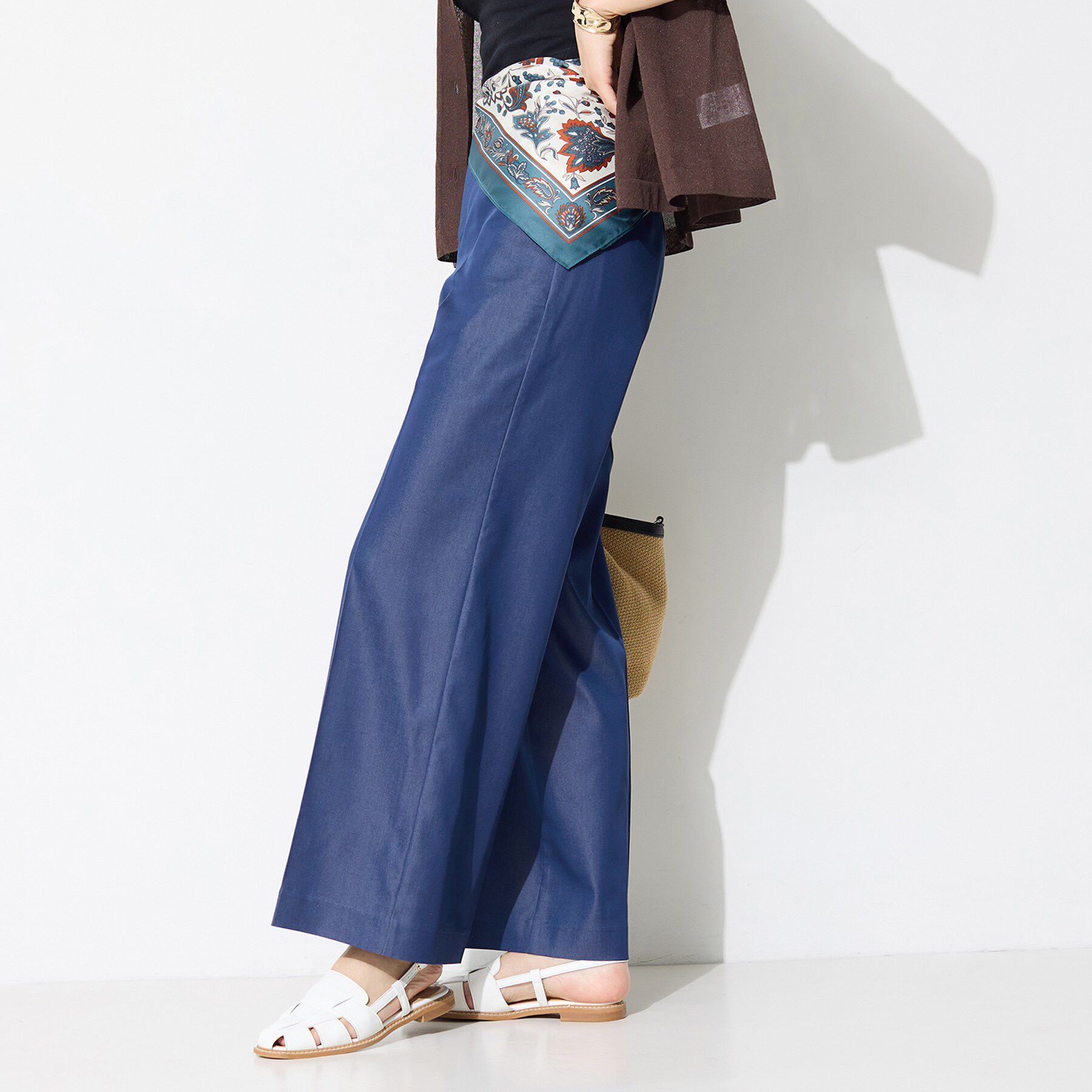 INDIVI「【洗える／UVケア／SETUP可能】デニムライクワイドパンツ」|その他|