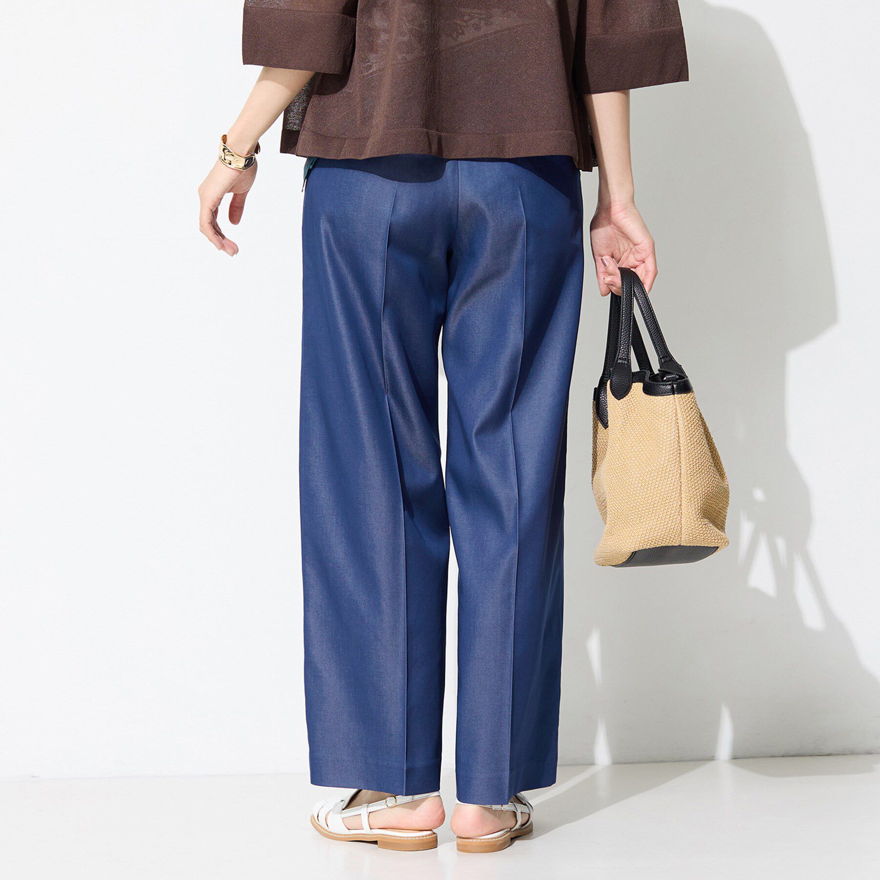 INDIVI「【洗える／UVケア／SETUP可能】デニムライクワイドパンツ」|その他|