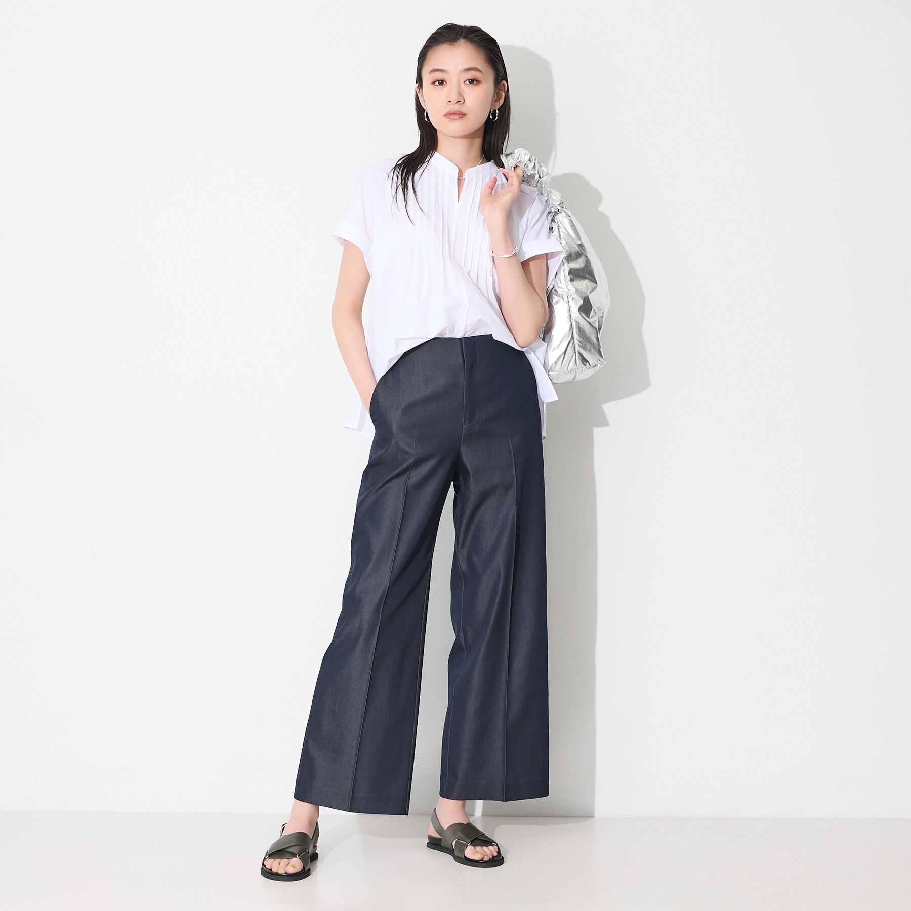 INDIVI「【洗える／UVケア／SETUP可能】デニムライクワイドパンツ」|その他|