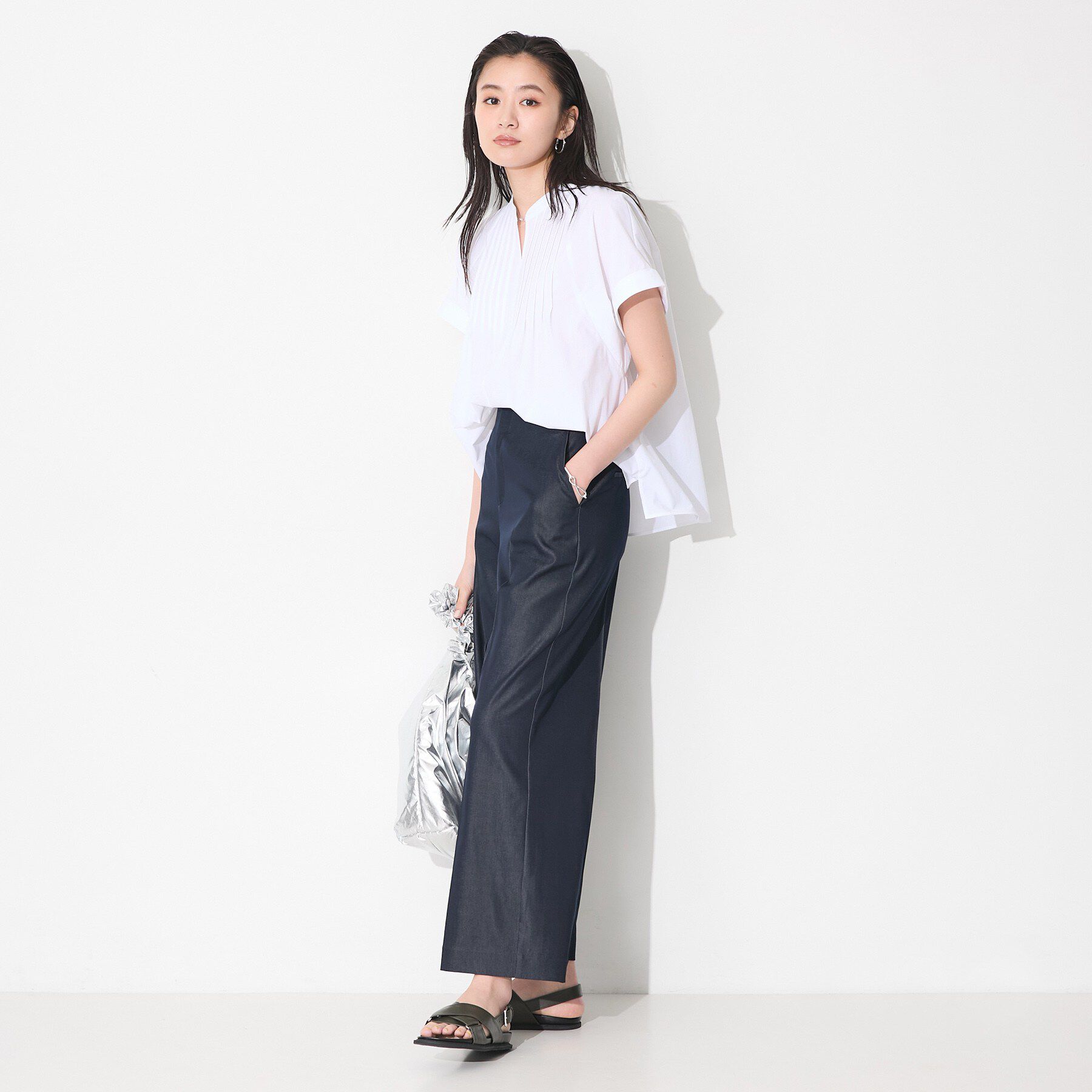 INDIVI「【洗える／UVケア／SETUP可能】デニムライクワイドパンツ」|その他|