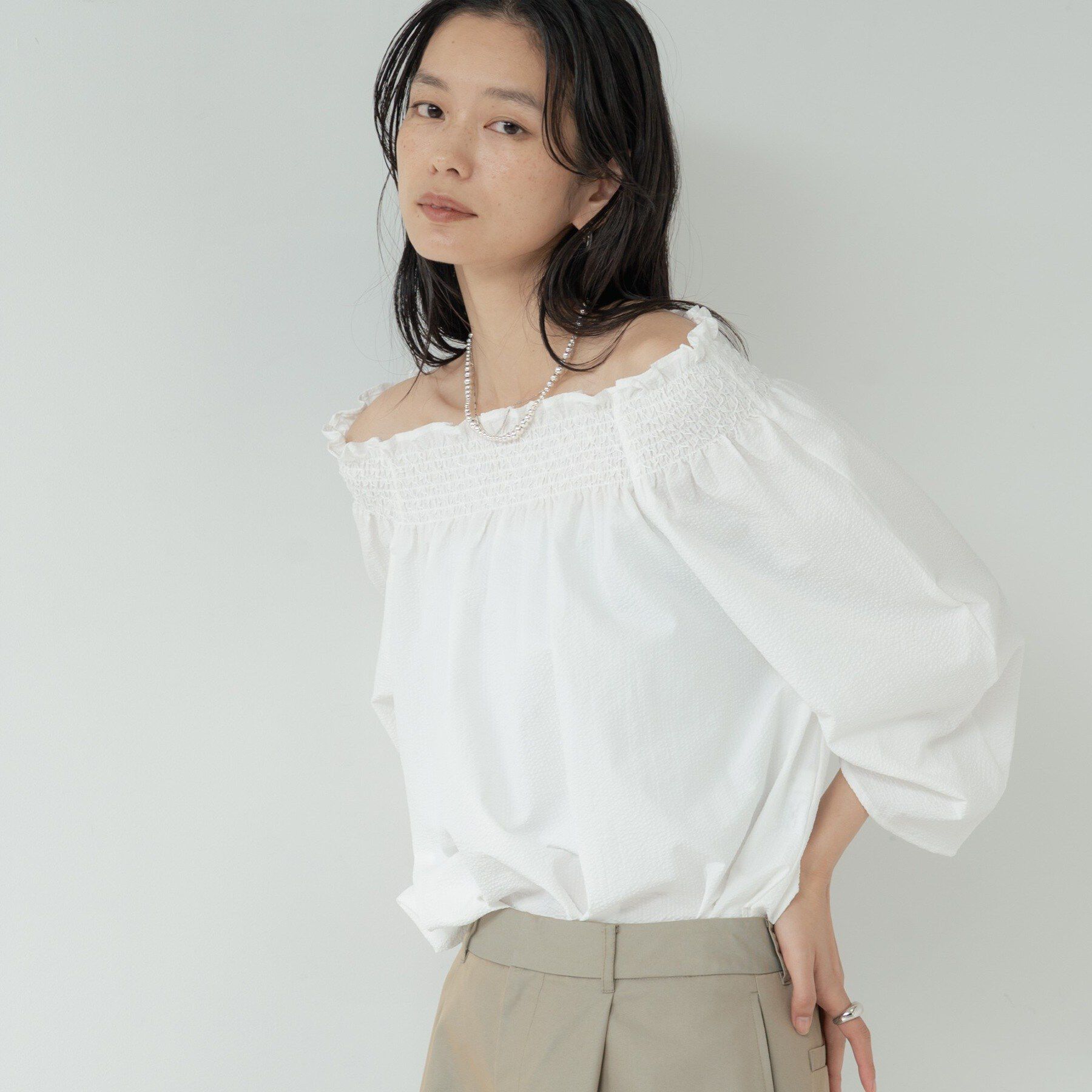 GALLEST「サッカーオフショルブラウス」|シャツ・ブラウス|