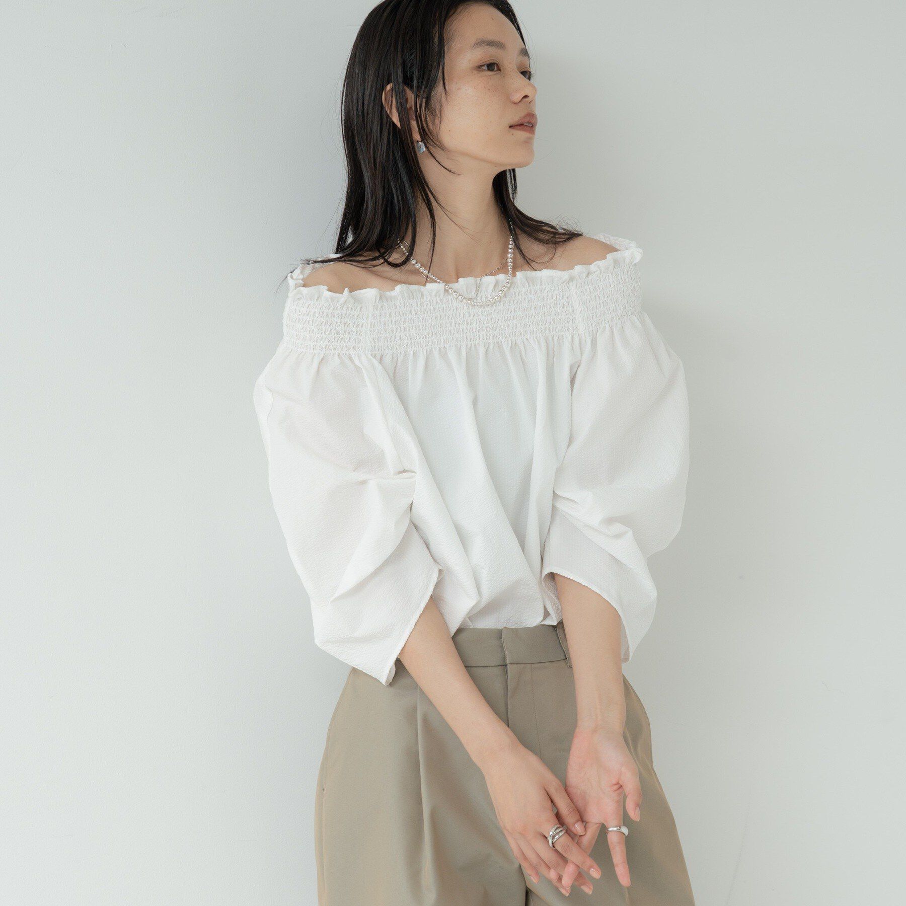 GALLEST「サッカーオフショルブラウス」|シャツ・ブラウス|