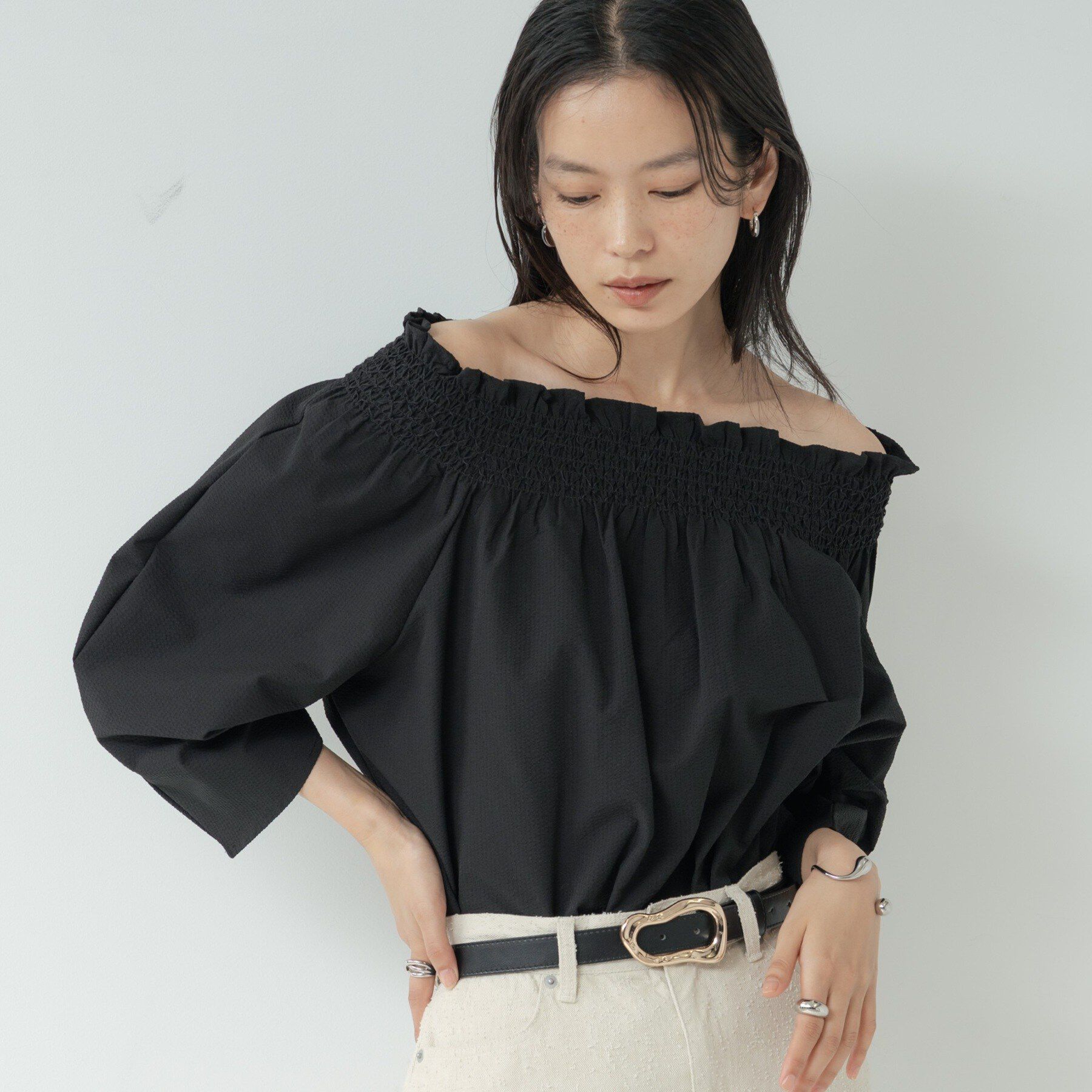 GALLEST「サッカーオフショルブラウス」|シャツ・ブラウス|