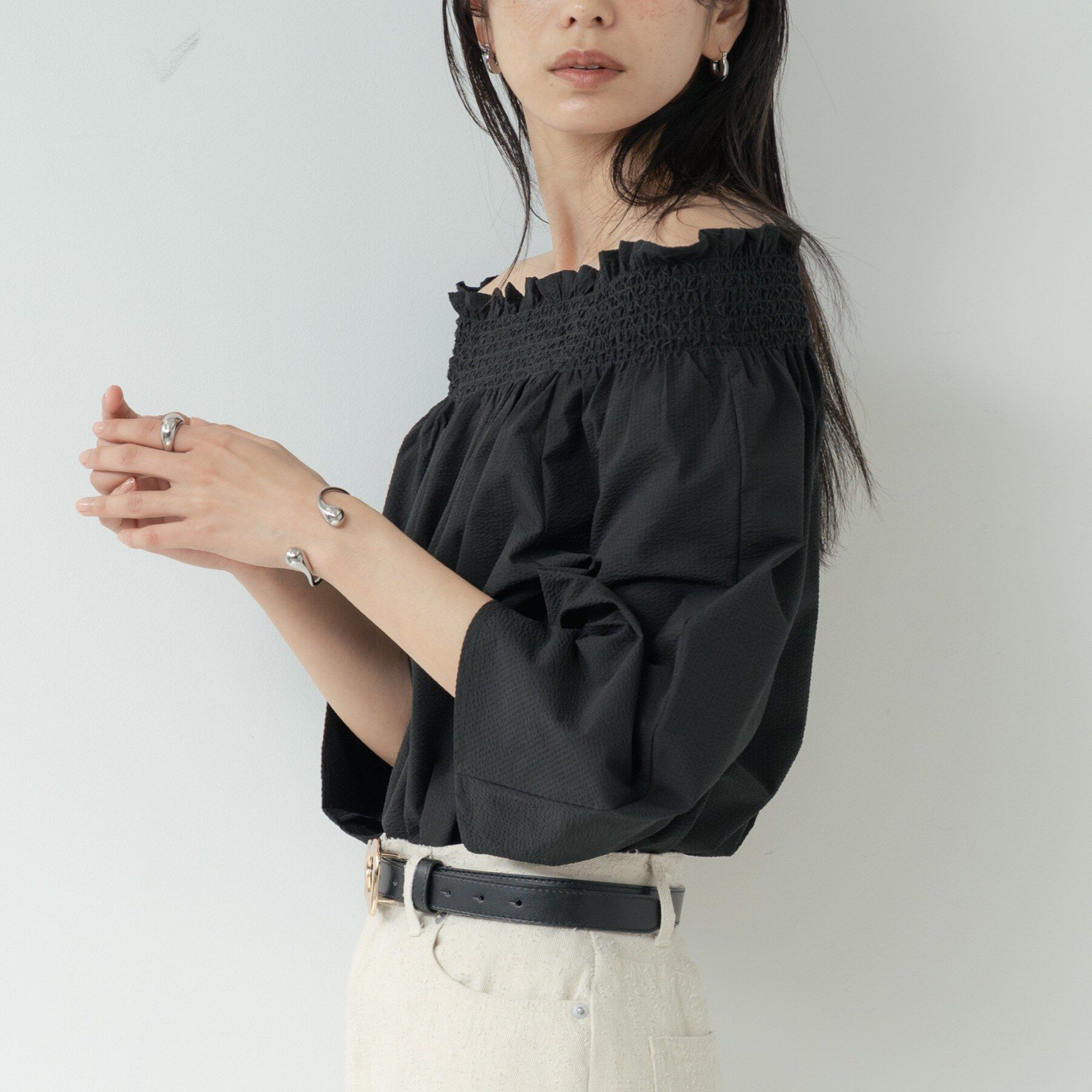 GALLEST「サッカーオフショルブラウス」|シャツ・ブラウス|