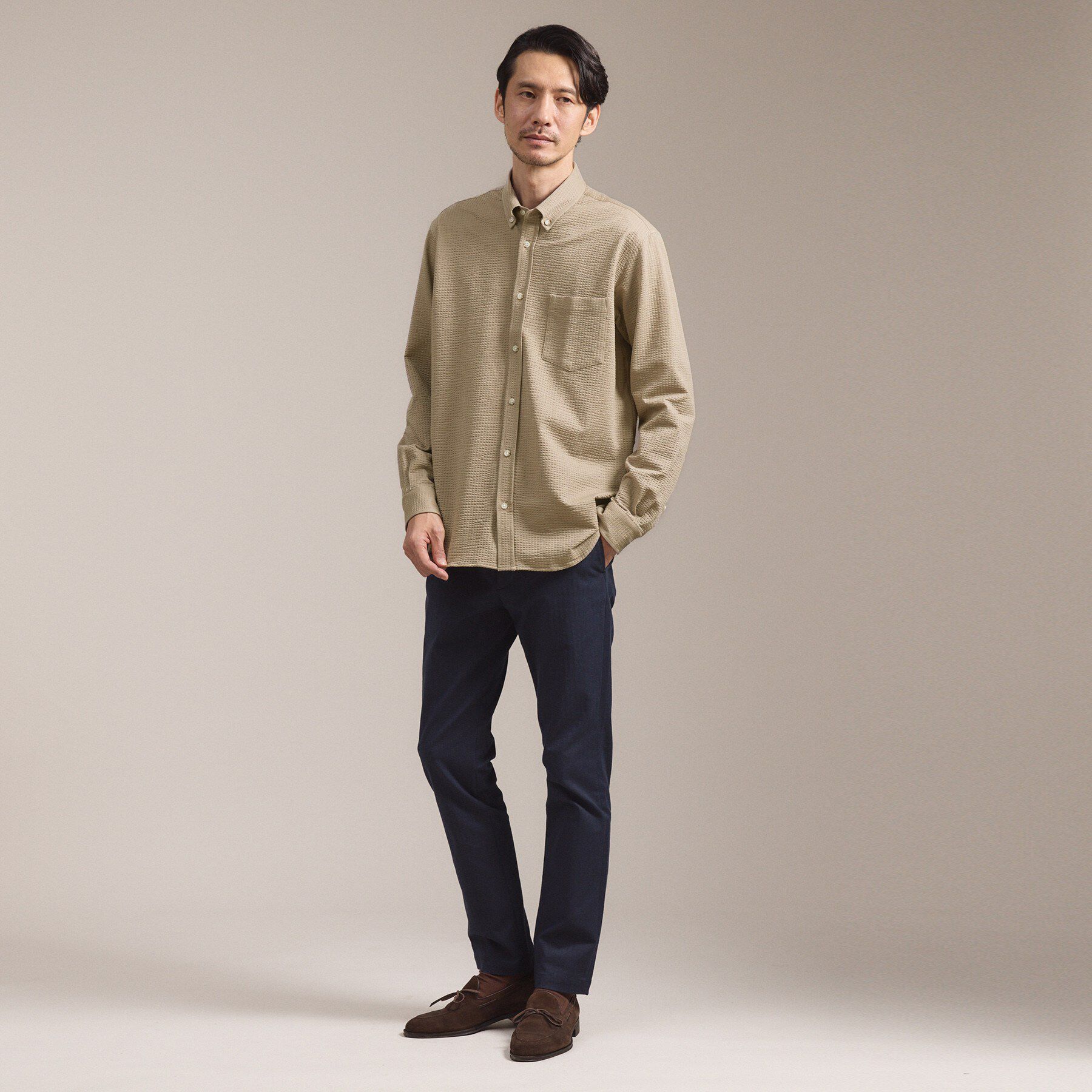 TAKEO KIKUCHI「【抗菌防臭/シーズンレス】シアサッカー ジャージシャツ」|シャツ・ブラウス|