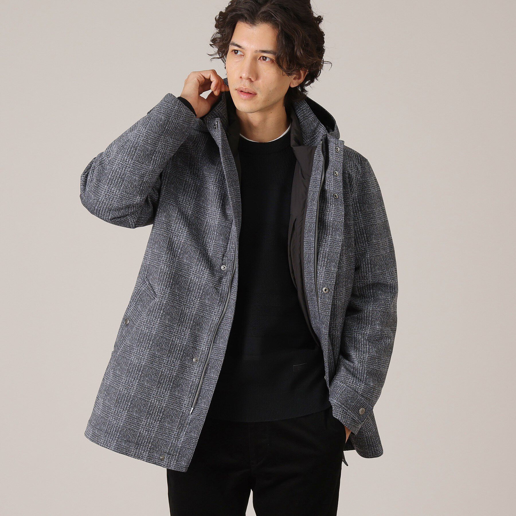 TAKEO KIKUCHI「【3WAY】ジャカード グレンチェック ダウンライナー ブルゾン」|ブルゾン・スタジャン|