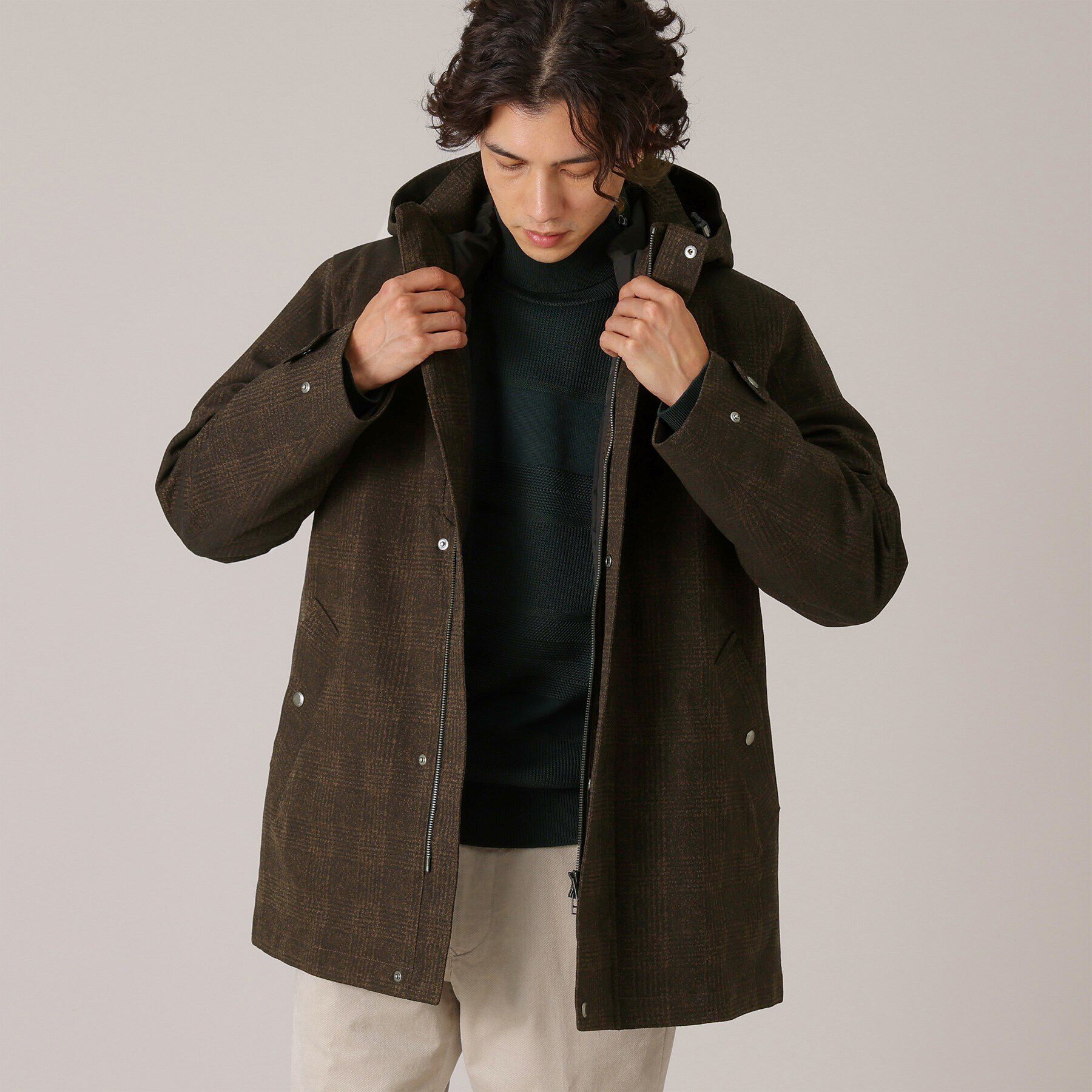 TAKEO KIKUCHI「【3WAY】ジャカード グレンチェック ダウンライナー ブルゾン」|ブルゾン・スタジャン|