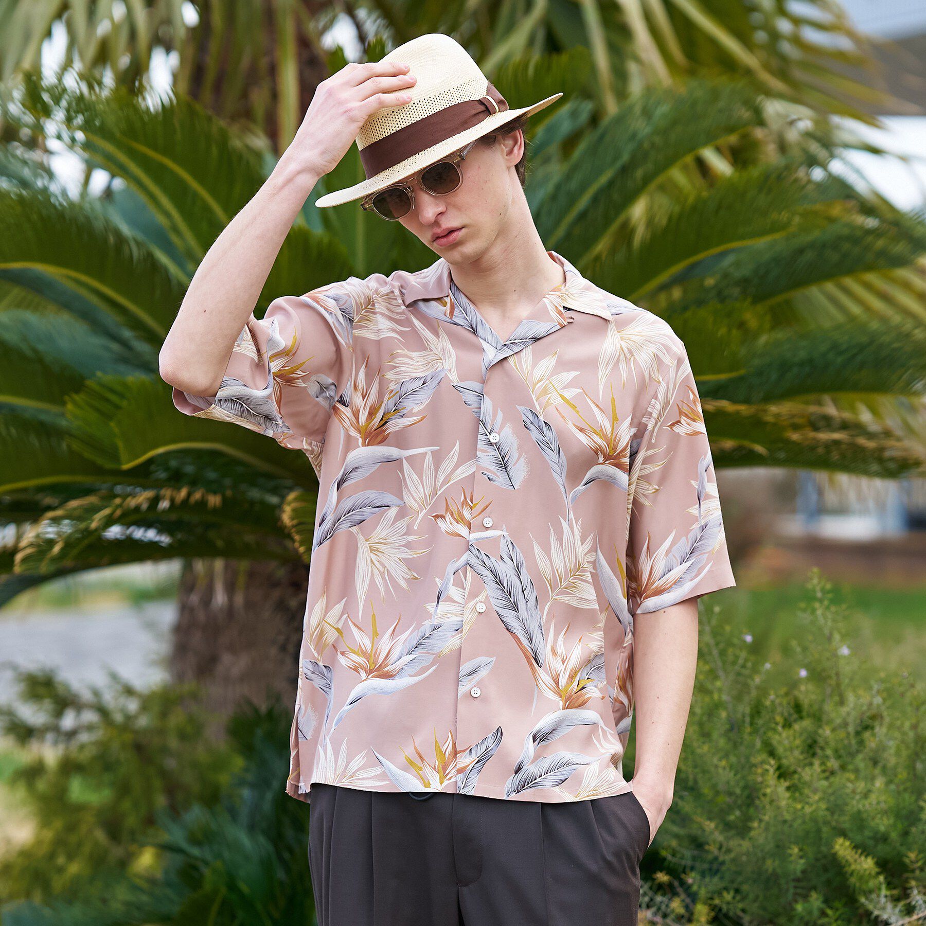 TAKEO KIKUCHI「【BOWLER HAT LABEL】トロピカルフローラル レーヨンシャツ」|シャツ・ブラウス|ベージュ(152)