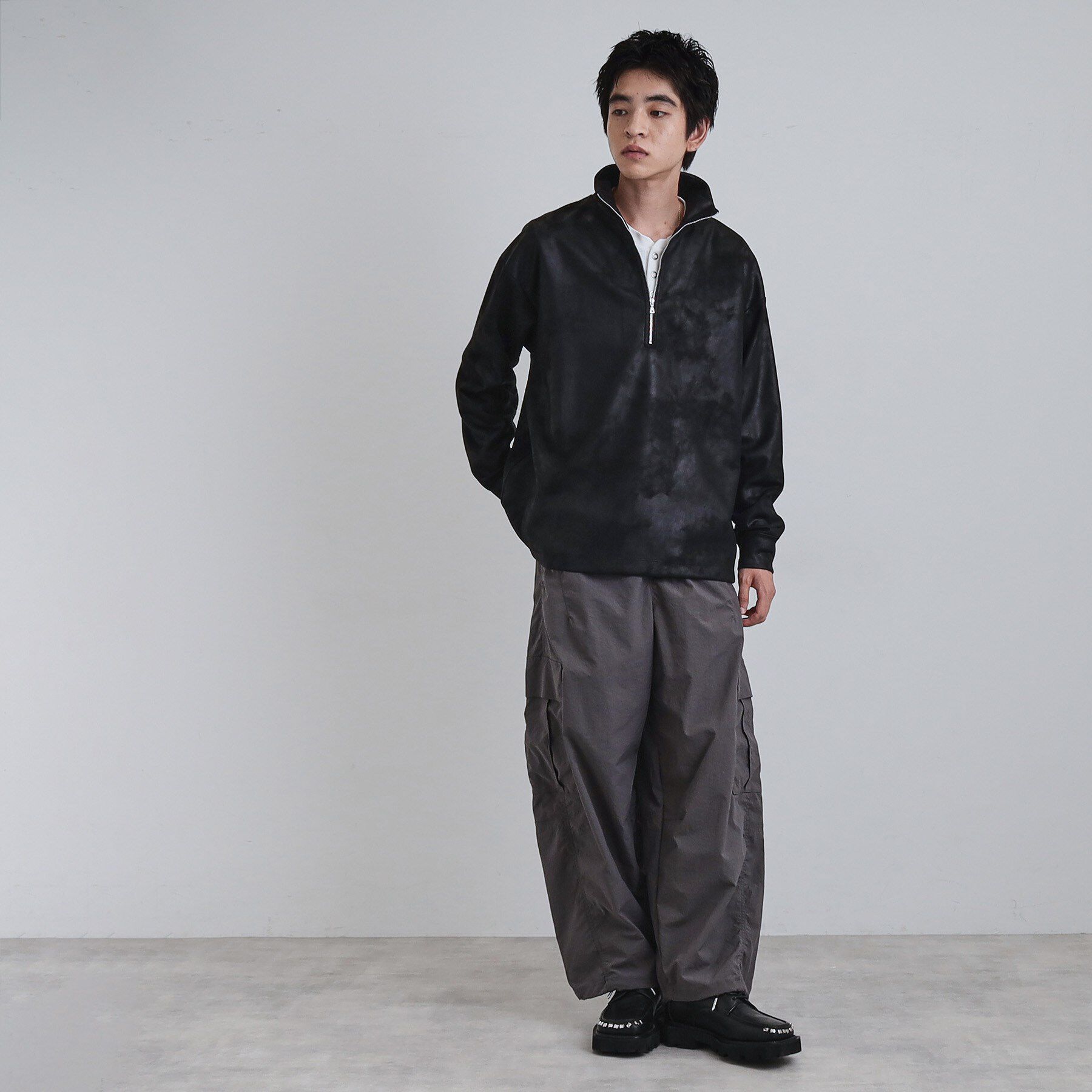 tk.TAKEO KIKUCHI「ヴィンテージライクプリント ハーフジッププルオーバー」|Tシャツ・カットソー|