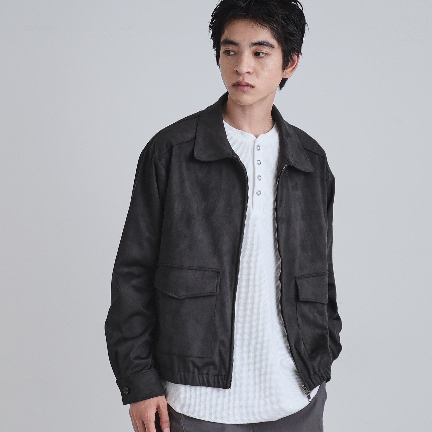 tk.TAKEO KIKUCHI「フェイクスエードシャツアウター」|ブルゾン・スタジャン|