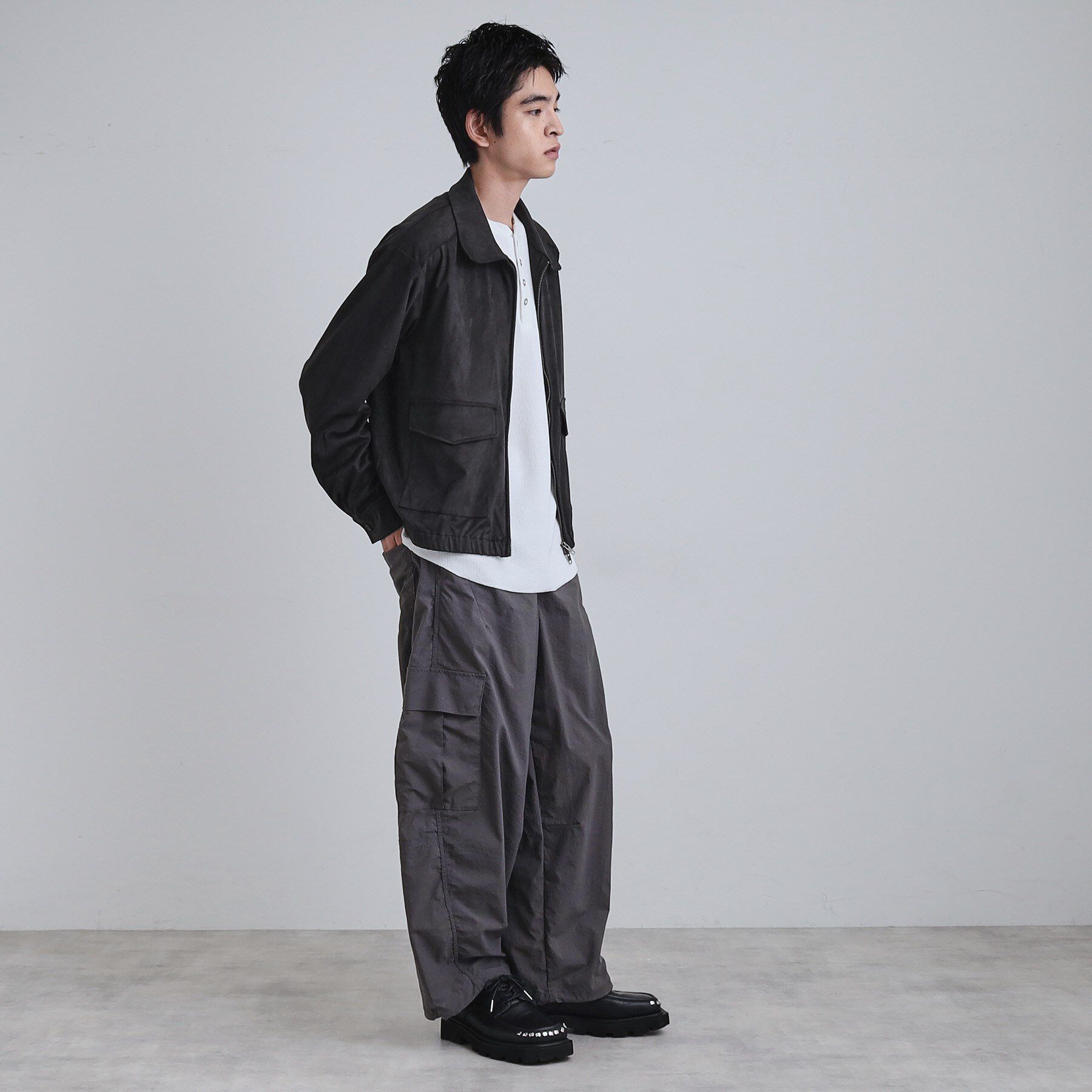 tk.TAKEO KIKUCHI「フェイクスエードシャツアウター」|ブルゾン・スタジャン|