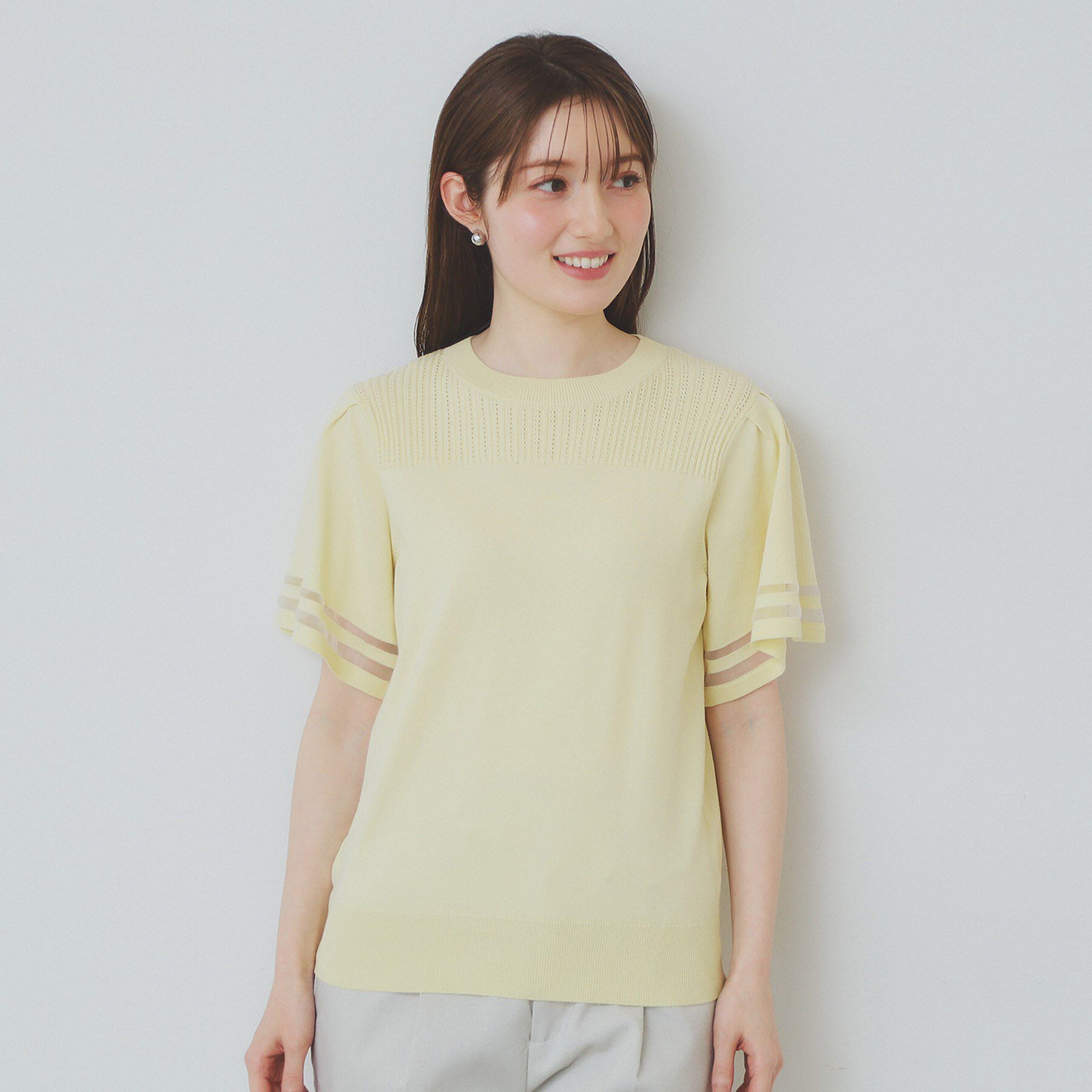 index「フレアスリーブニット/オーガニックコットン混【UV/洗濯機洗い可】」|ニット・セーター|