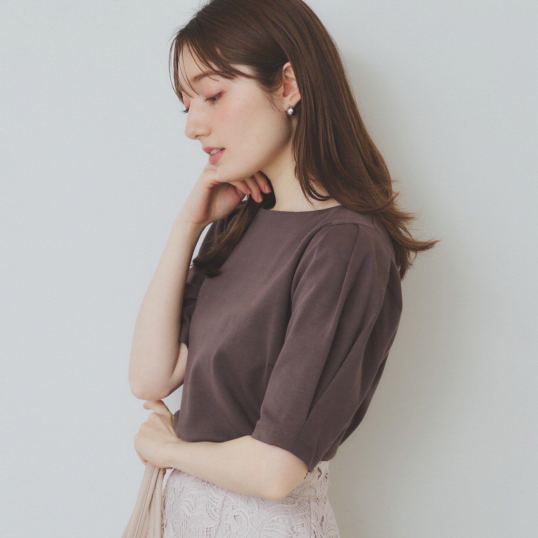 index「《10色展開/XS-LLサイズ》コットンスムースタックスリーブトップス【UV/接触冷感/洗濯機洗い可」|Tシャツ・カットソー|