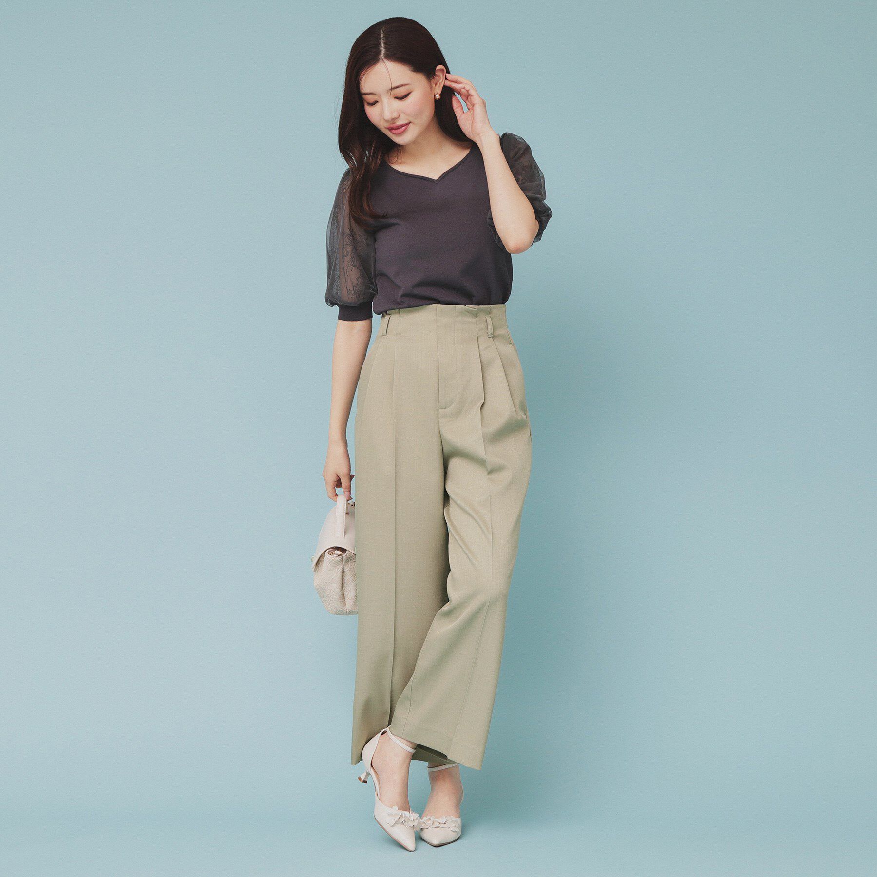 index「ベルト付ストレッチワイドパンツ【防シワ/イージーアイロン/洗濯機洗い可】」|その他|