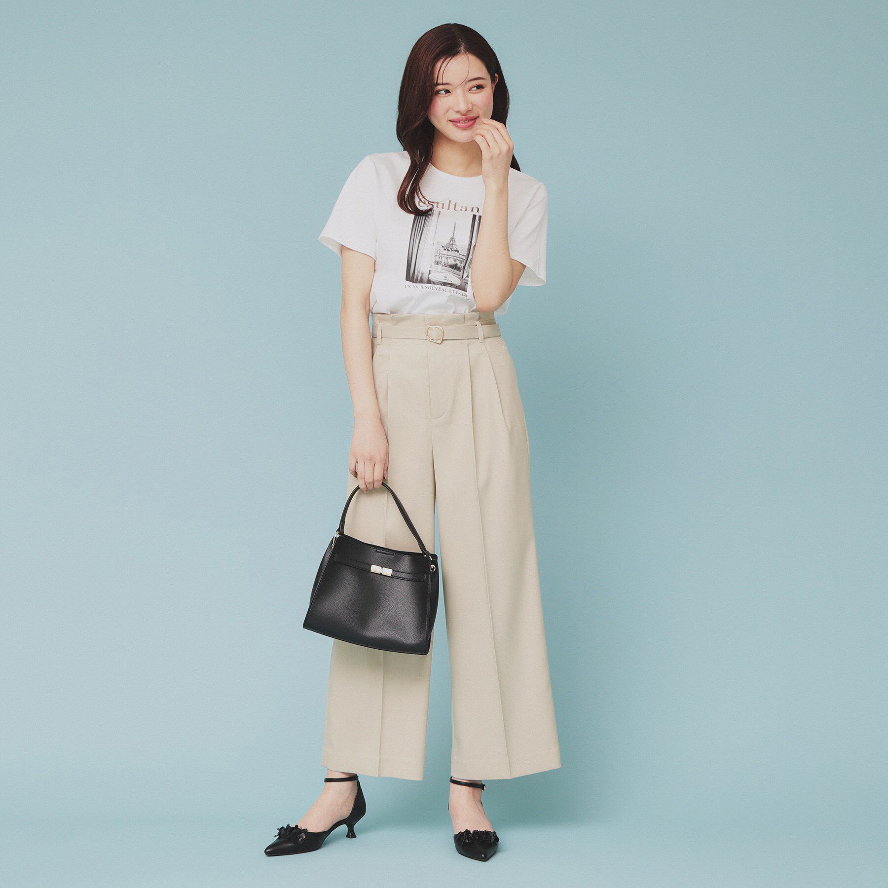 index「ベルト付ストレッチワイドパンツ【防シワ/イージーアイロン/洗濯機洗い可】」|その他|