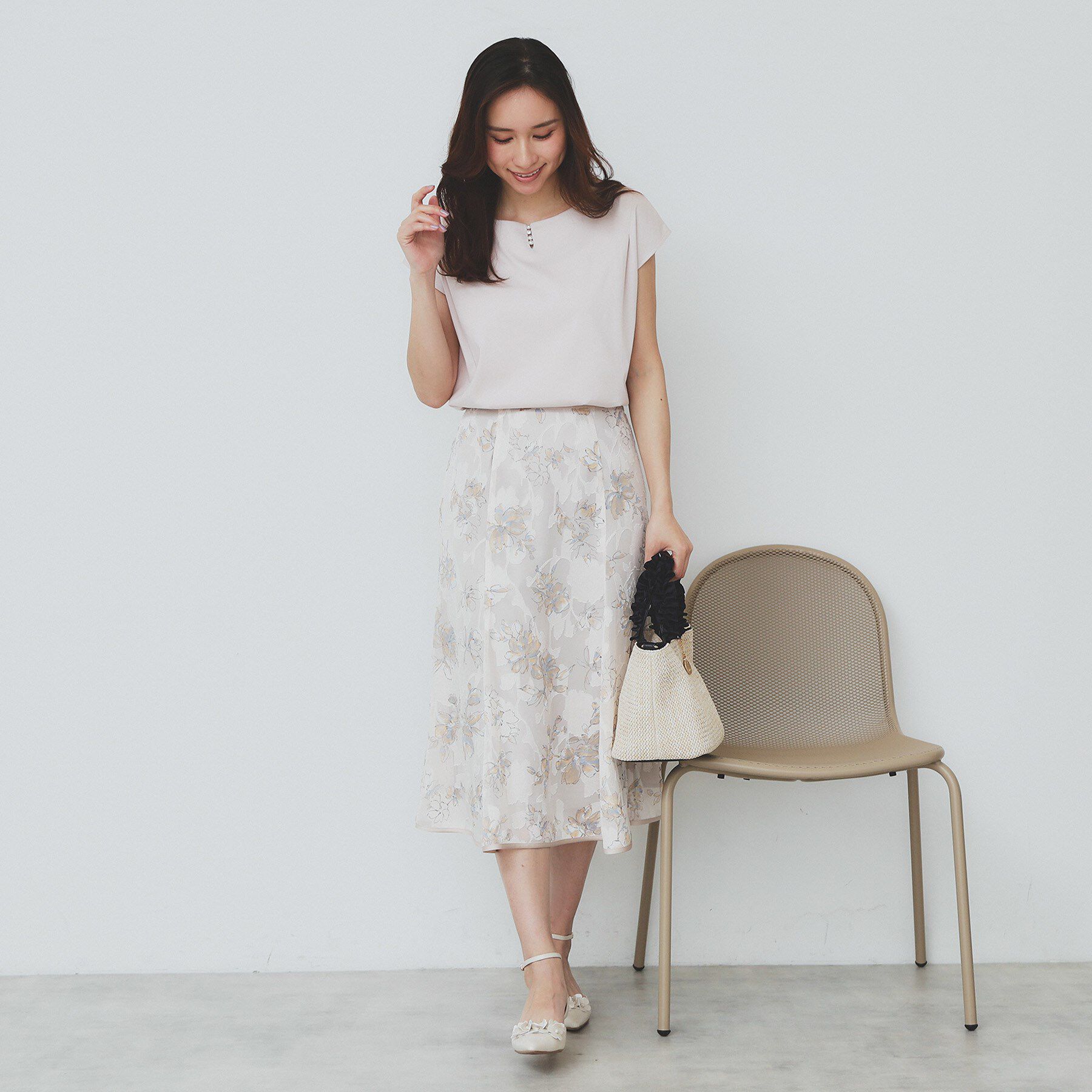 index「《6色展開/XS-3サイズ》キーネックビジュートップス【UV/接触冷感/洗濯機洗い可】」|Tシャツ・カットソー|