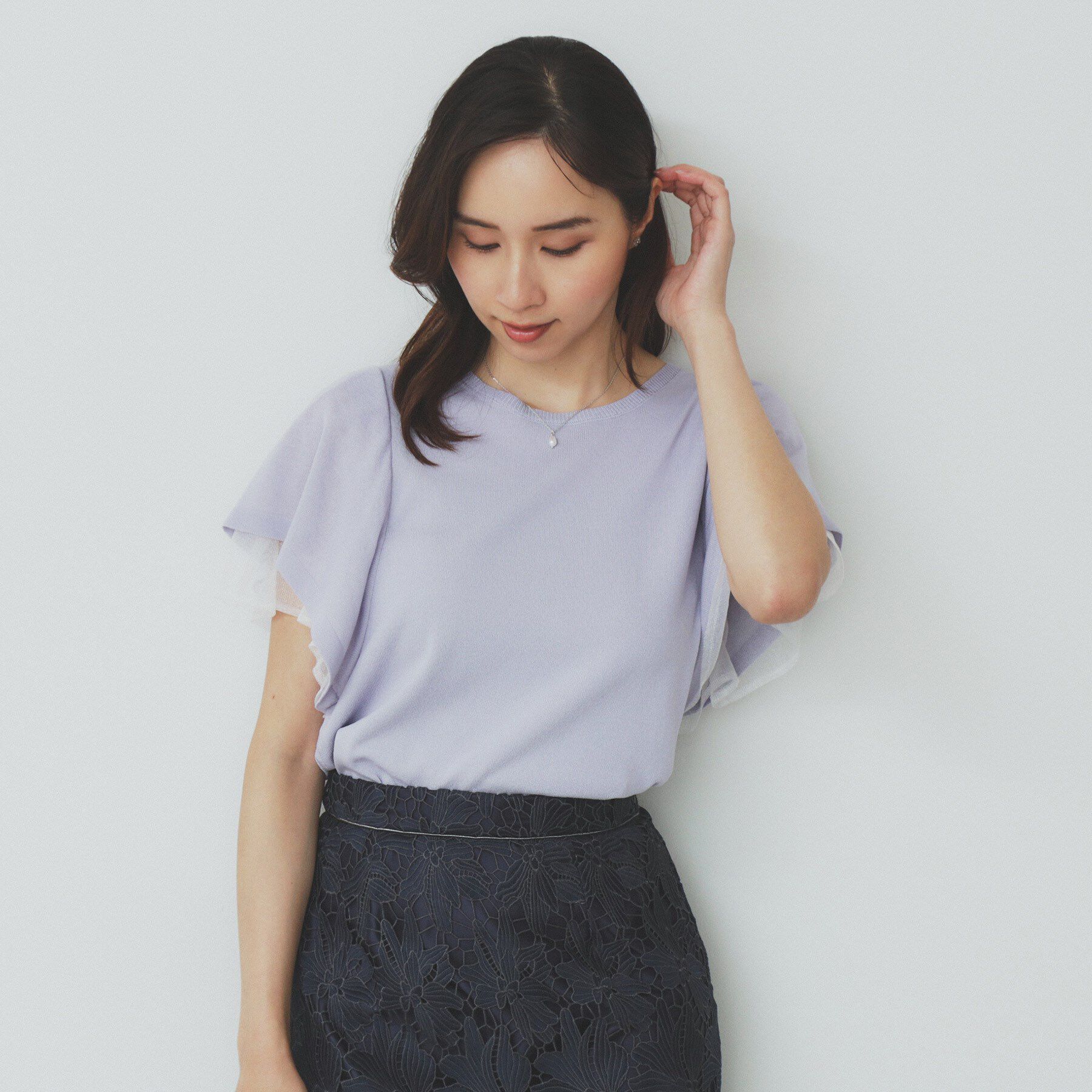 index「ダブルフレアスリーブニット【洗濯機洗い可/抗ピル/UVケア】」|ニット・セーター|