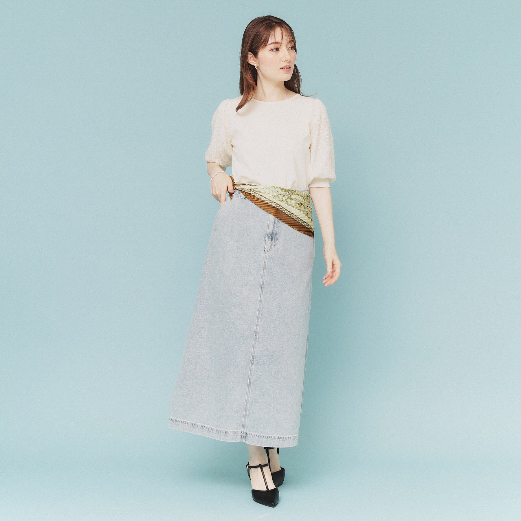 index「チェーン柄プリーツスカーフ」|バンダナ・スカーフ|