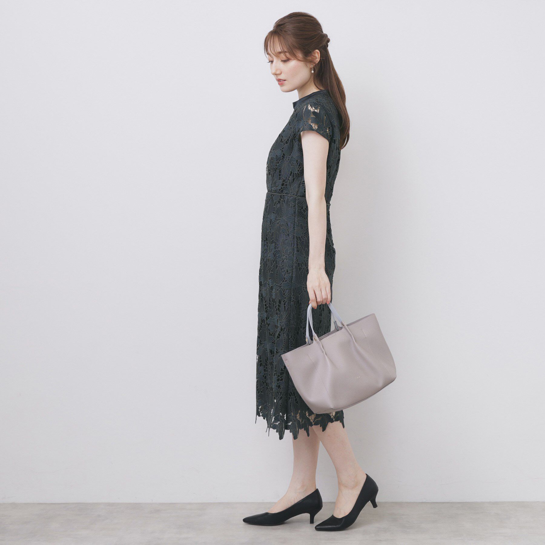 index「バイカラーレースワンピース【洗濯機洗い可】」|ワンピース|