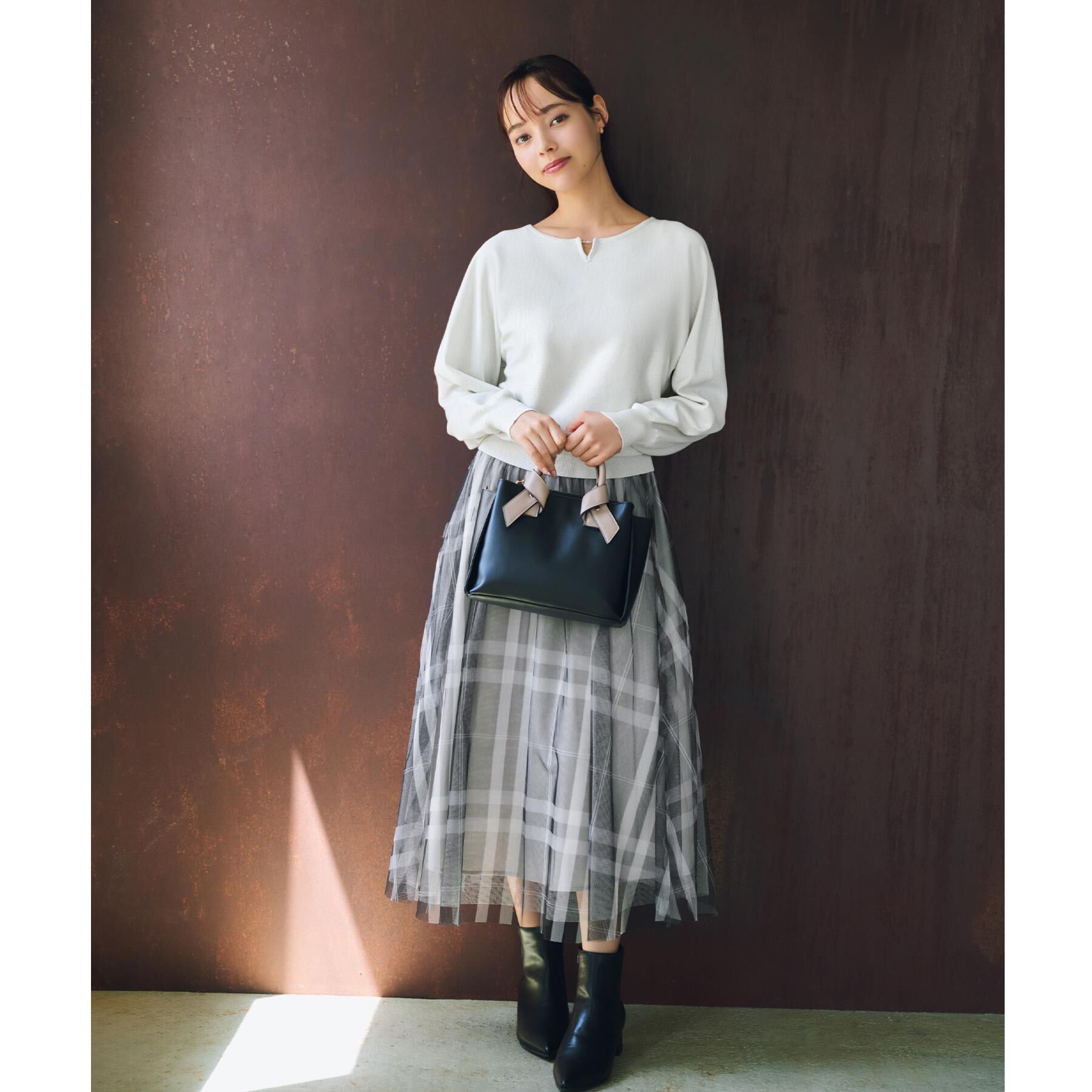 index「チュールラメチェックフレアスカート【洗濯機洗い可/防シワ】」|スカート|