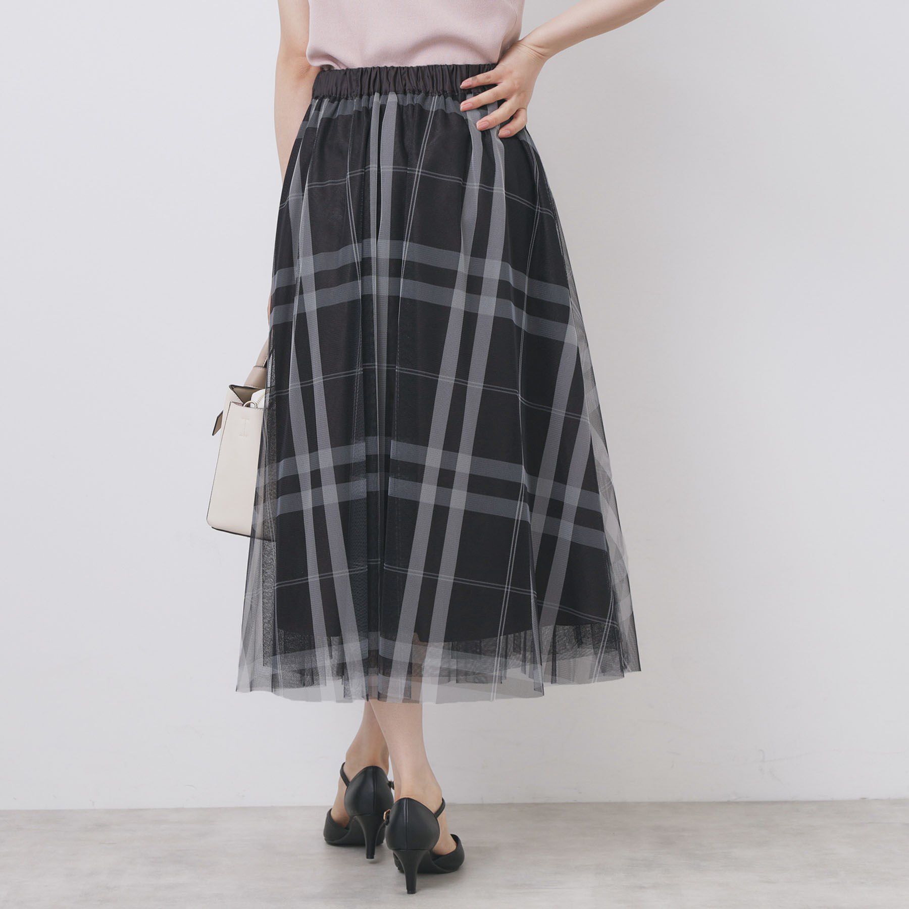 index「チュールラメチェックフレアスカート【洗濯機洗い可/防シワ】」|スカート|