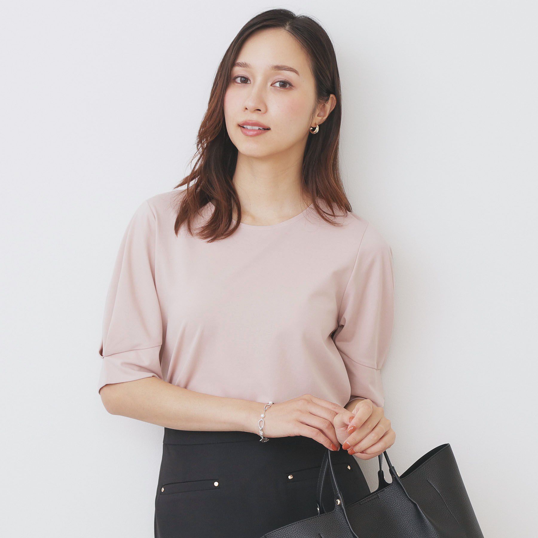 index「パフスリーブトップス【洗濯機洗い可】」|Tシャツ・カットソー|ライトピンク(070