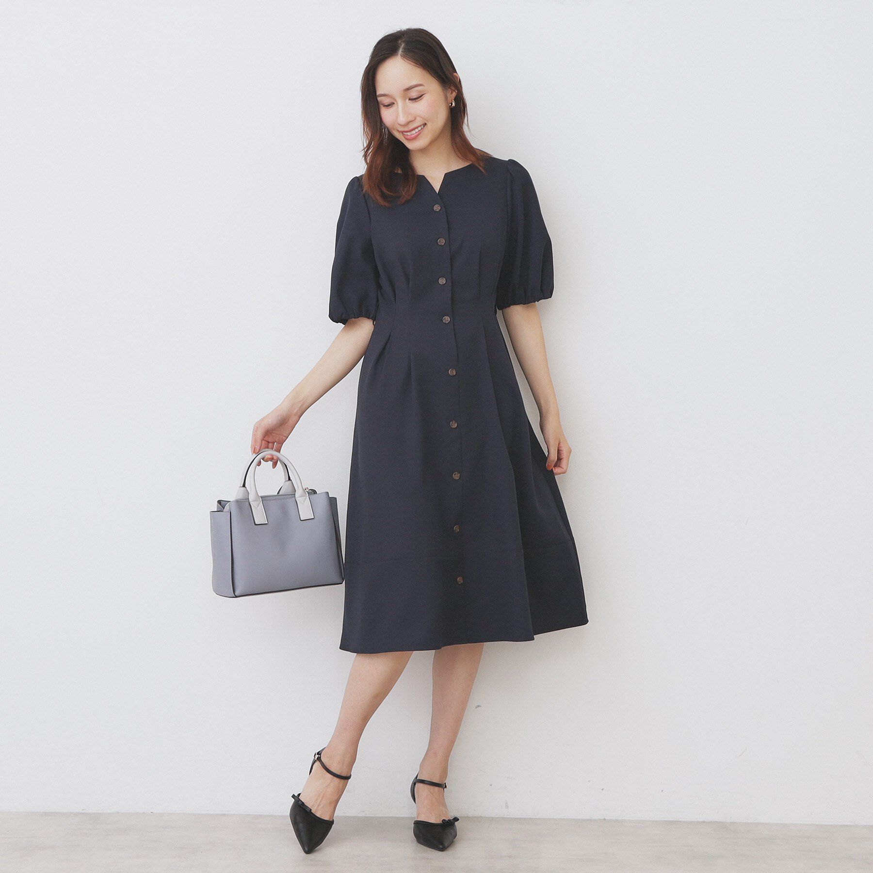 index「タックパフスリーブワンピース【洗濯機洗い可/イージーアイロン】」|ワンピース|