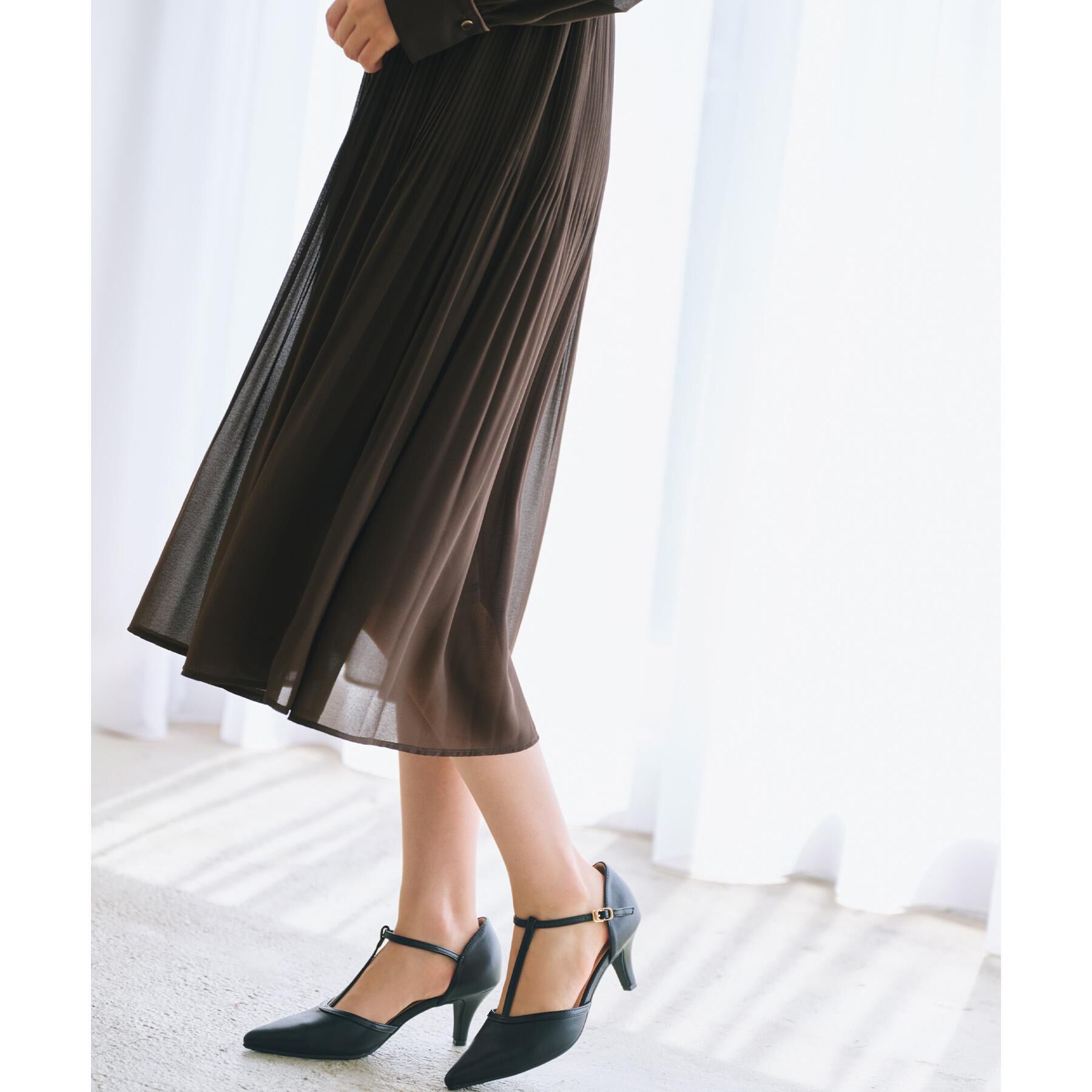 index「《5色展開/S-3Lサイズ》プリーツフレアワンピース【洗濯機OK/防シワ】」|ワンピース|