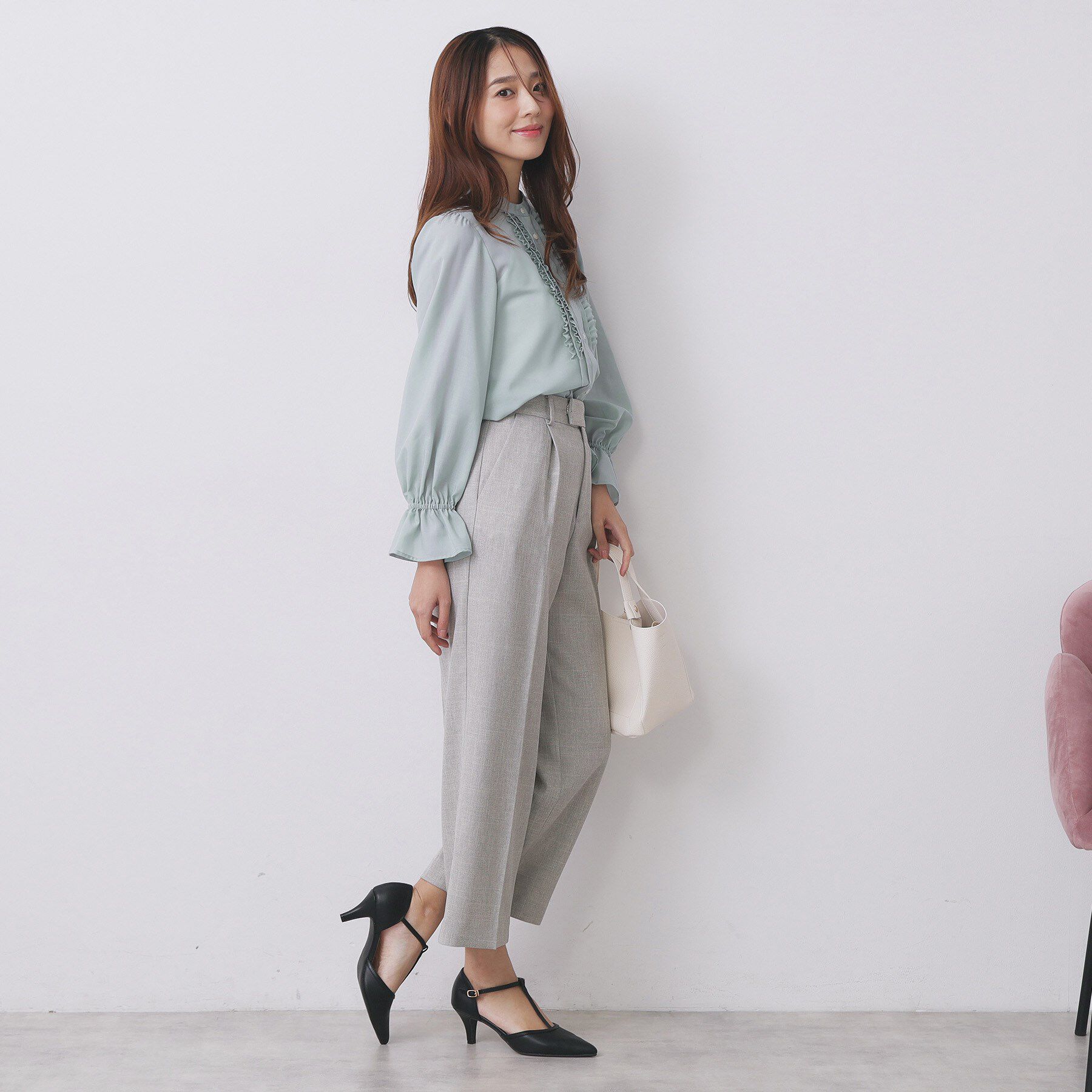 index「タックフリルバンドカラーブラウス【洗濯機OK/イージーアイロン】」|シャツ・ブラウス|