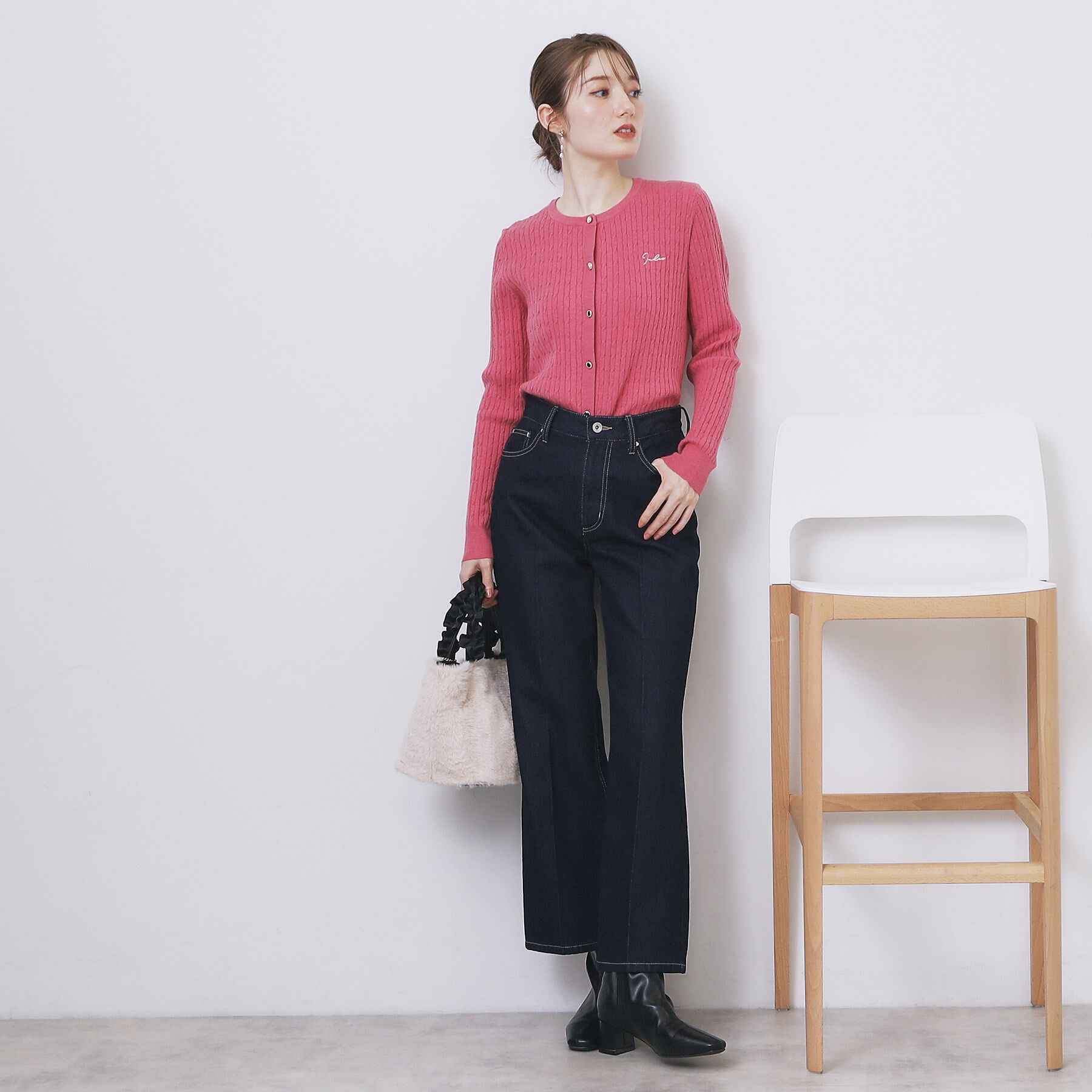 index「クルーネックケーブルカーディガン【洗濯機OK】」|カーディガン|