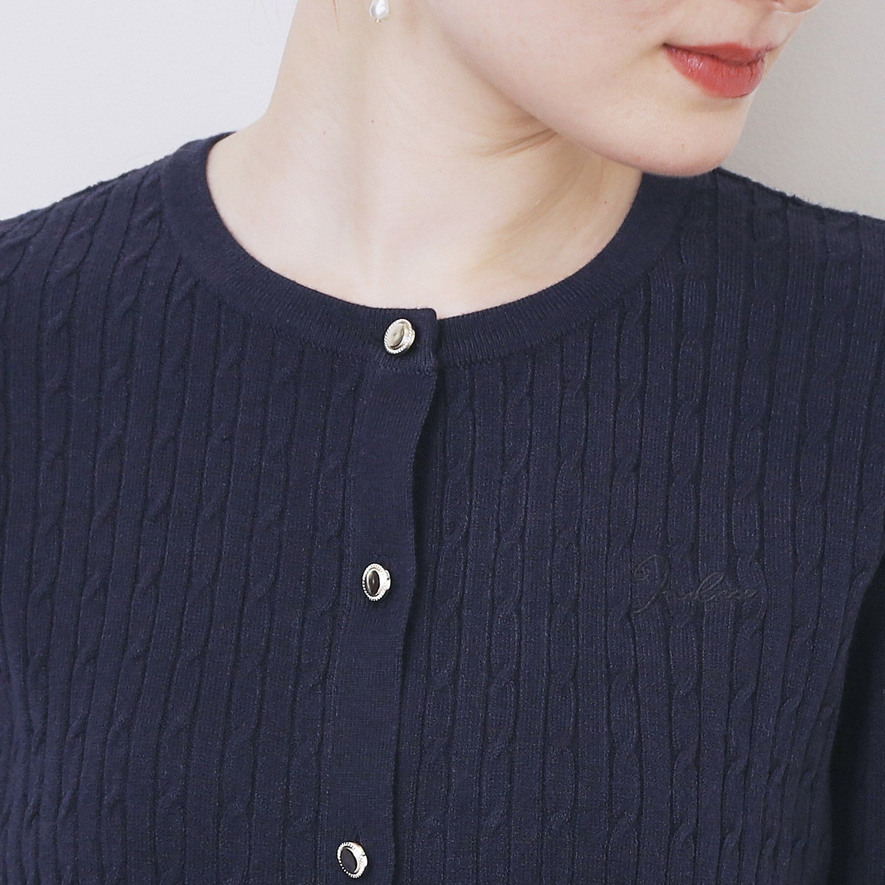 index「クルーネックケーブルカーディガン【洗濯機OK】」|カーディガン|