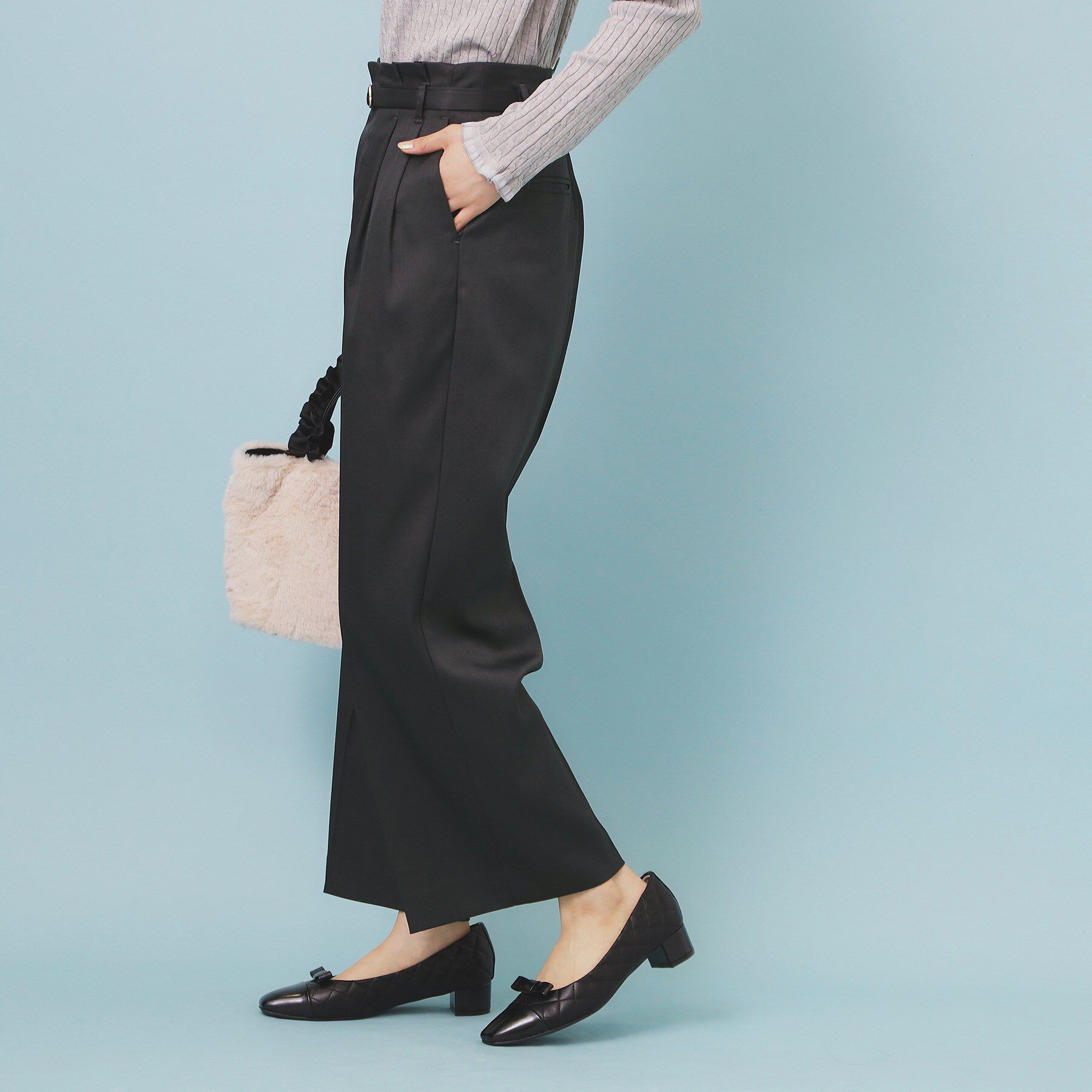 index「ベルト付き2タックワイドパンツ【洗濯機OK/ストレッチ/防シワ/イージーアイロン】」|その他|