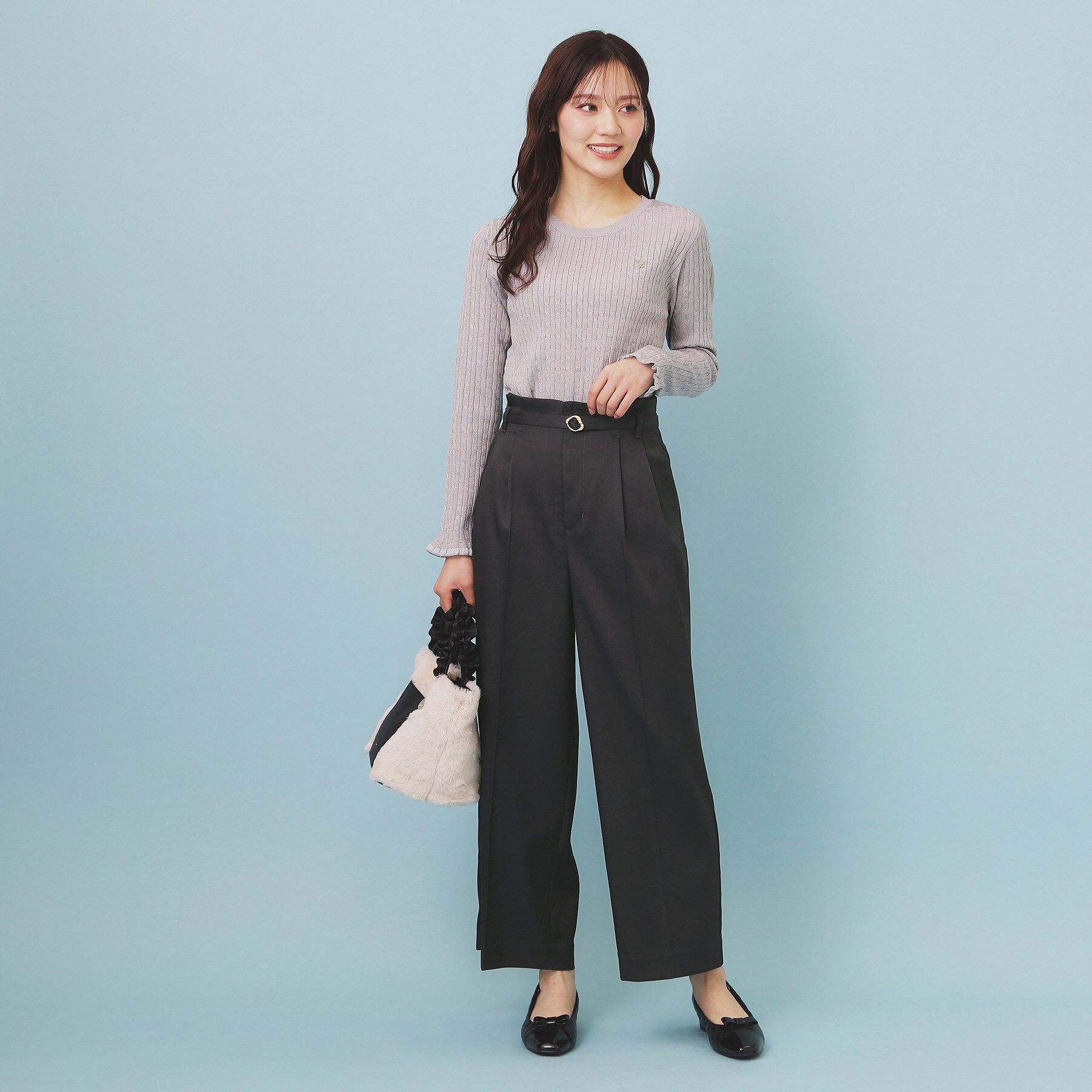 index「ベルト付き2タックワイドパンツ【洗濯機OK/ストレッチ/防シワ/イージーアイロン】」|その他|