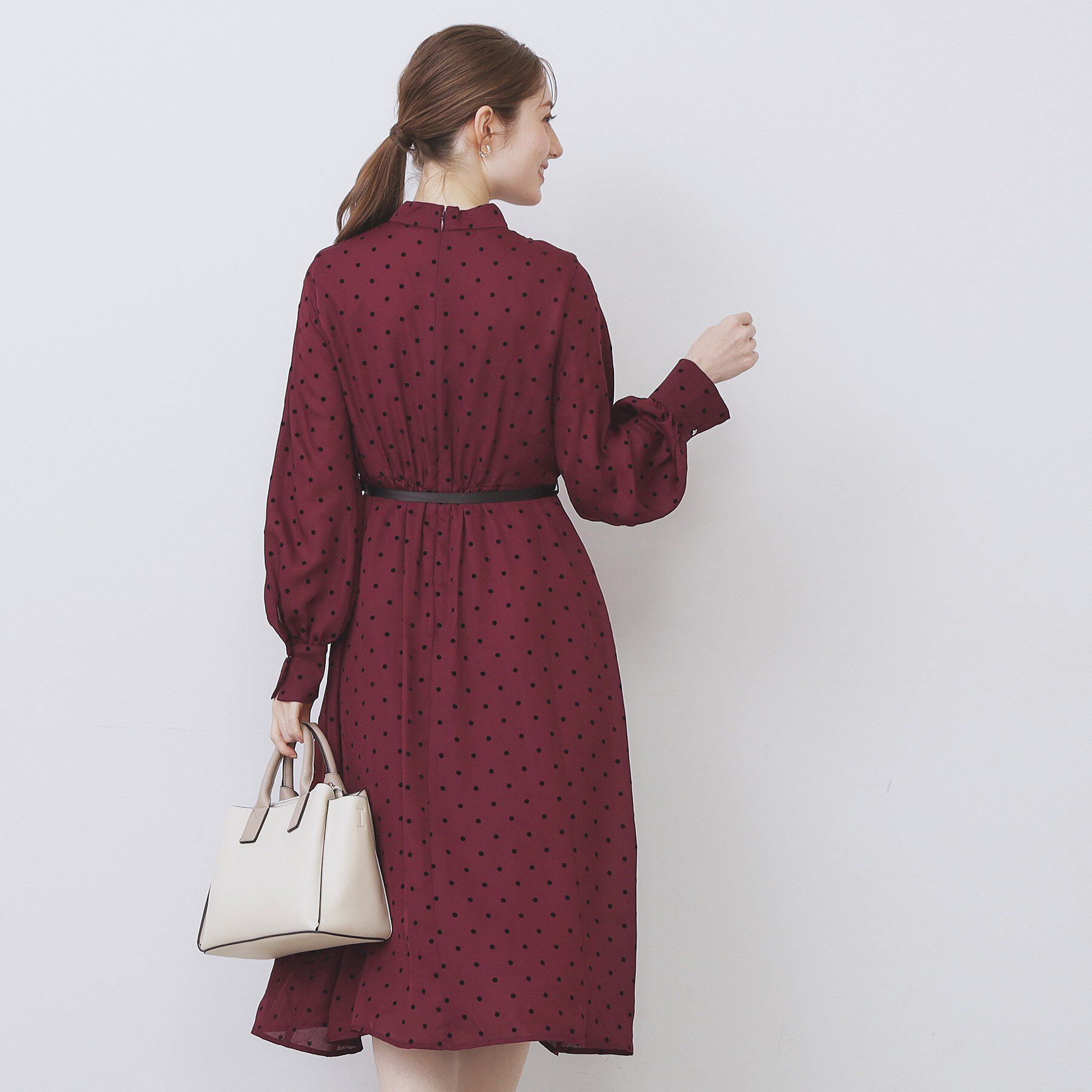 index「ドットデザインタックワンピース【洗濯機OK/イージーアイロン】」|ワンピース|