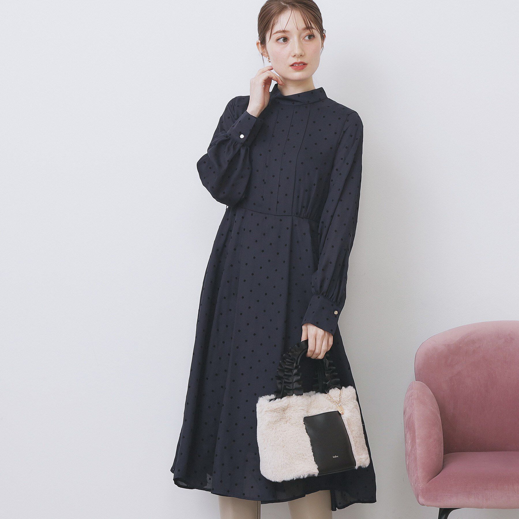 index「ドットデザインタックワンピース【洗濯機OK/イージーアイロン】」|ワンピース|