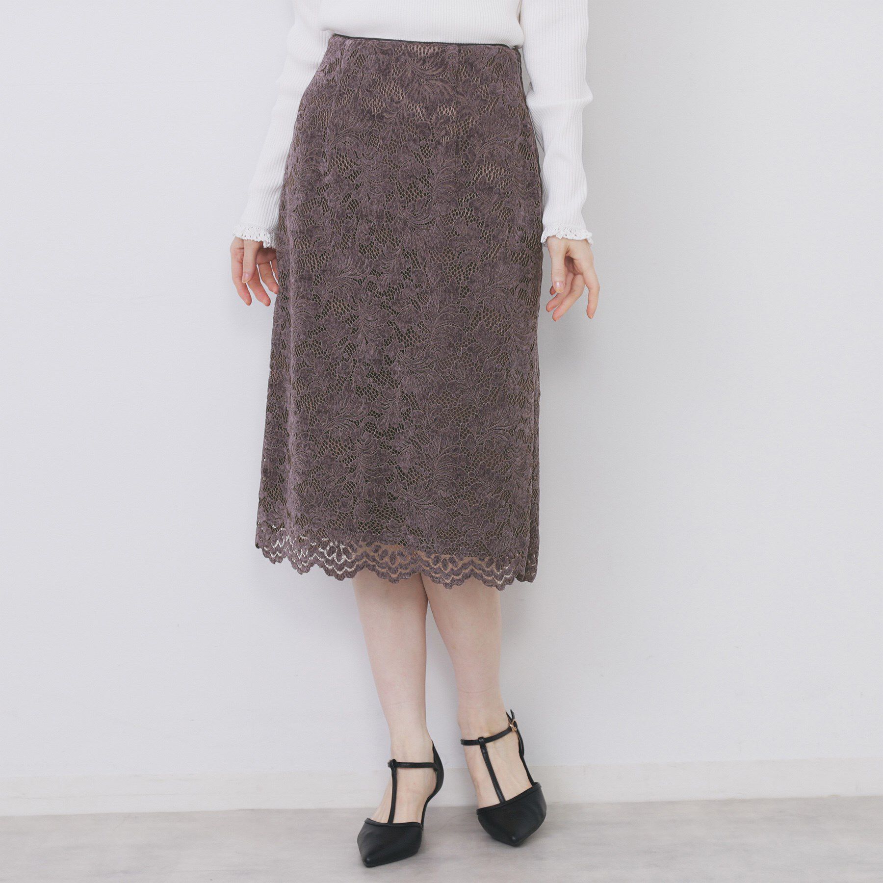 index「モールレースタイトスカート【洗濯機OK】」|スカート|パープル(084)