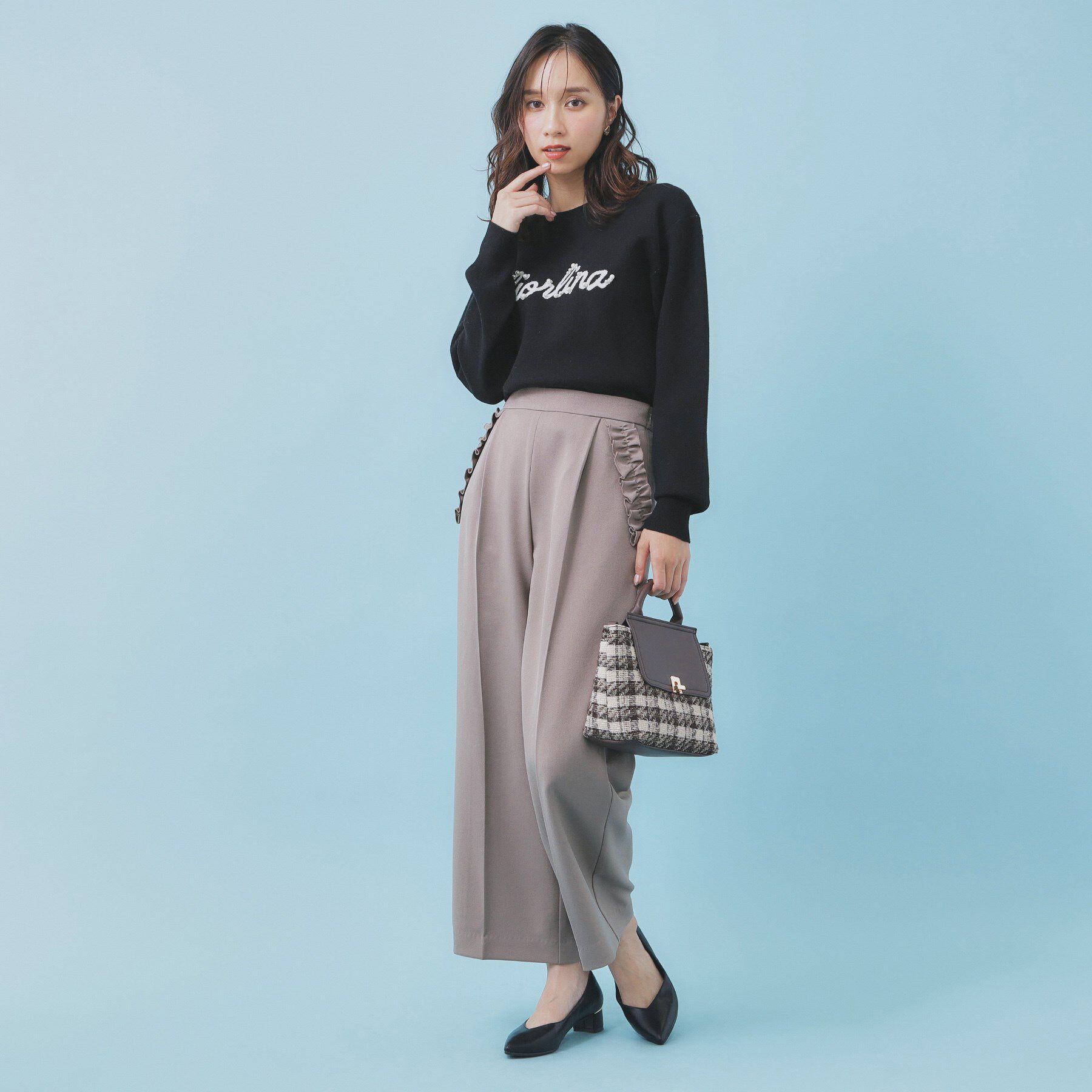 index「パール調ロゴクルーネックニット【洗濯機OK】」|ニット・セーター|