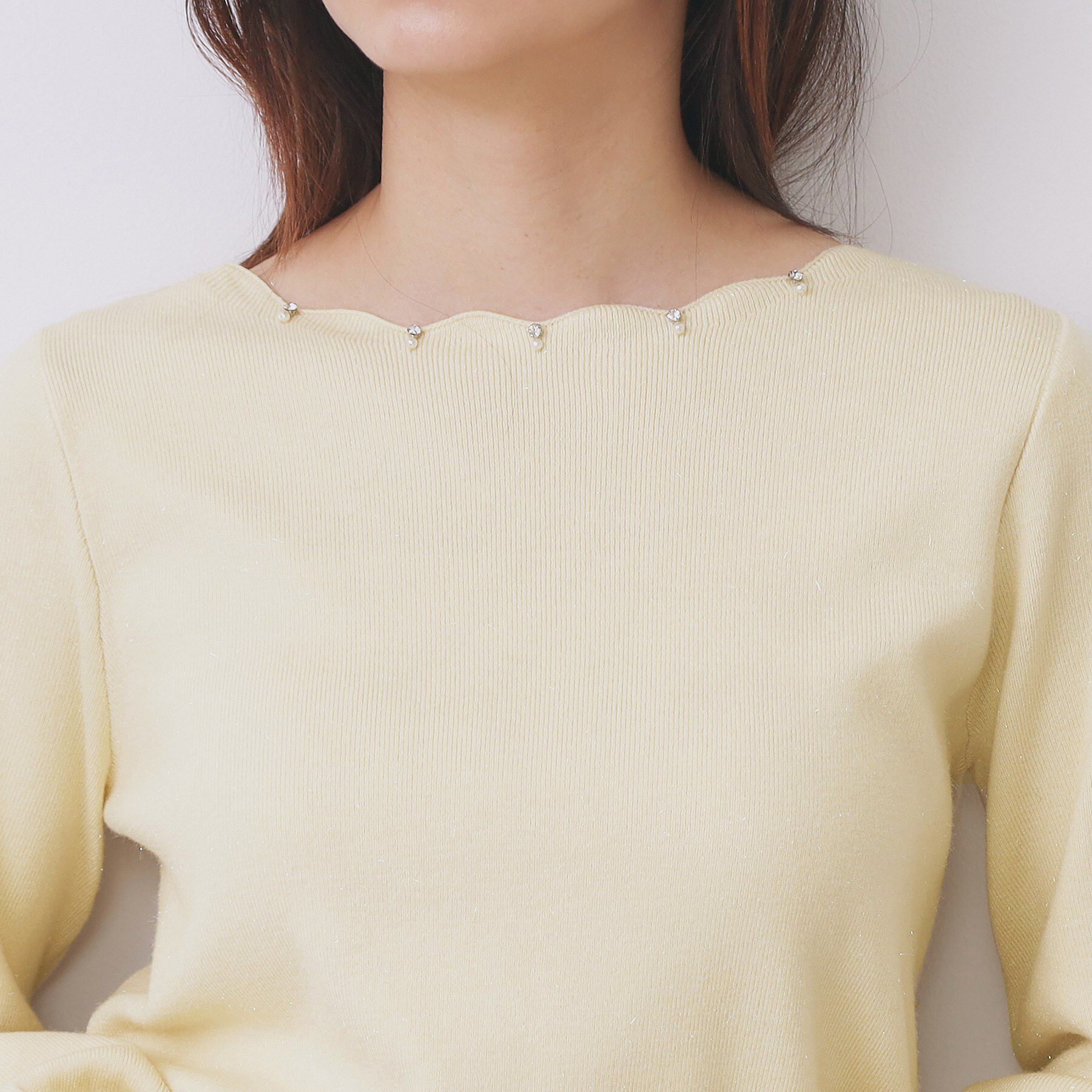 index「ラメスカラップビジューデザインニット【洗濯機OK】《6col/S～LL》」|ニット・セーター|