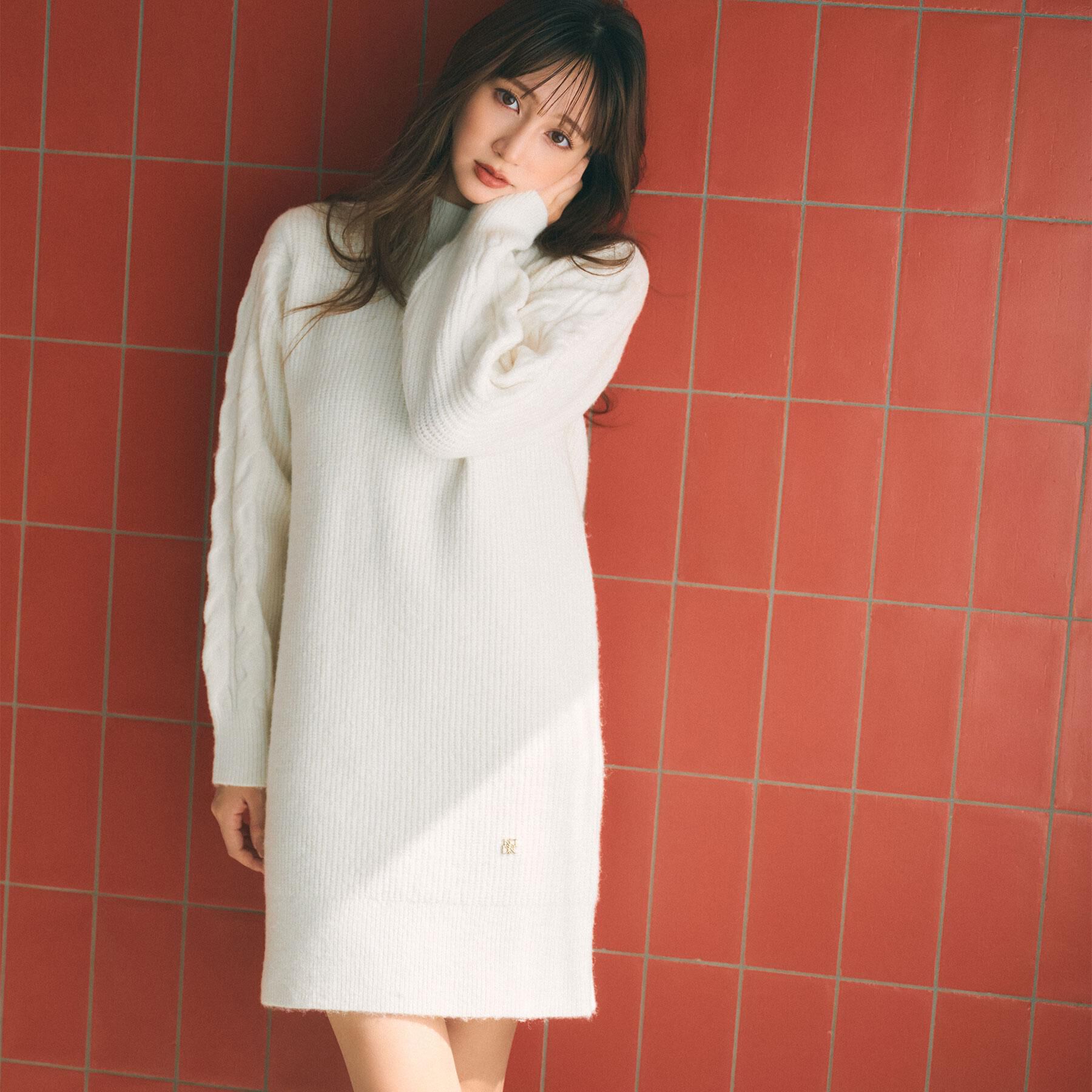 index「ウール混ケーブルスリーブミニワンピース【洗濯機OK】」|ワンピース|