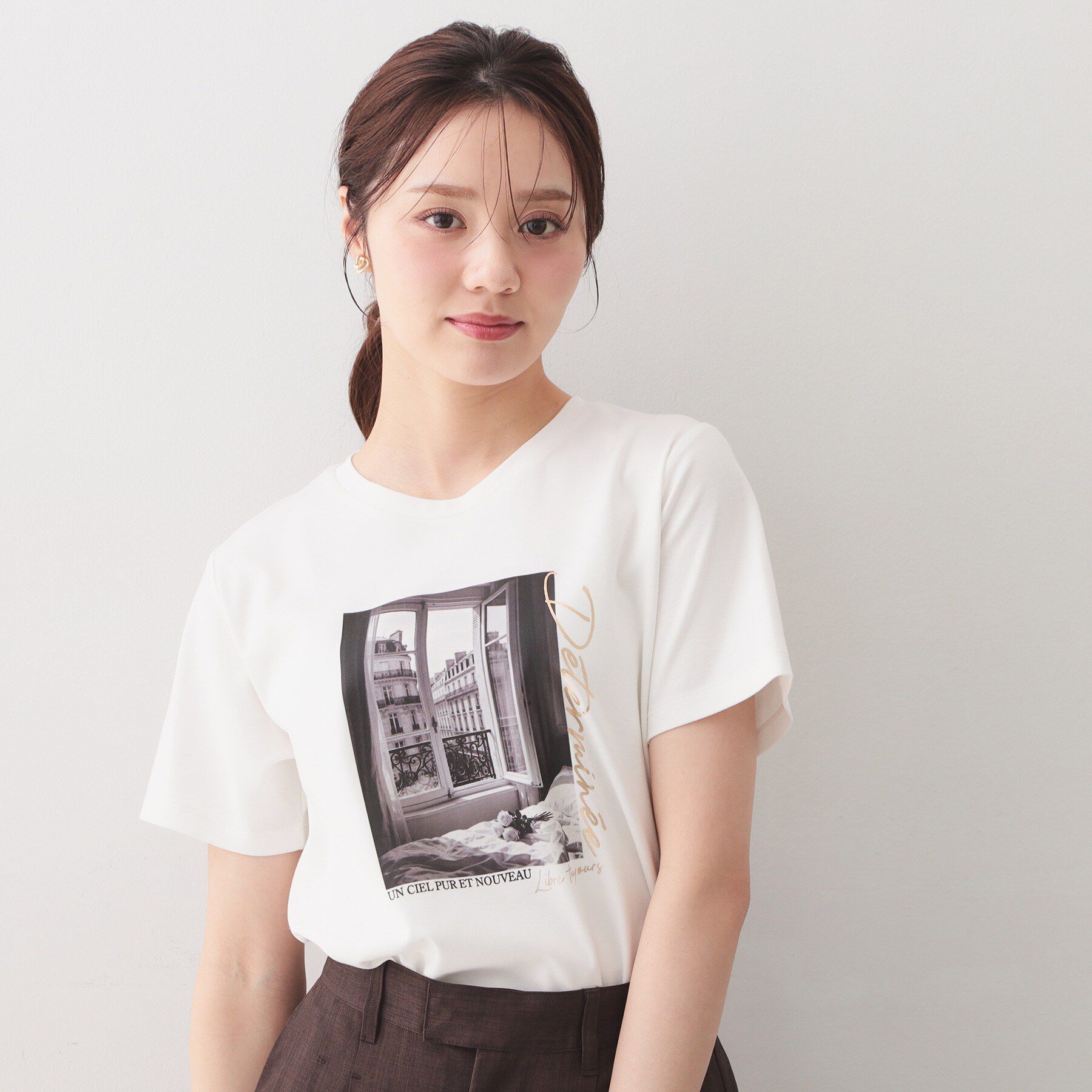 index「転写箔プリントTシャツ【洗濯機OK／接触冷感／UVケア】」|Tシャツ・カットソー|オフホワイト(003