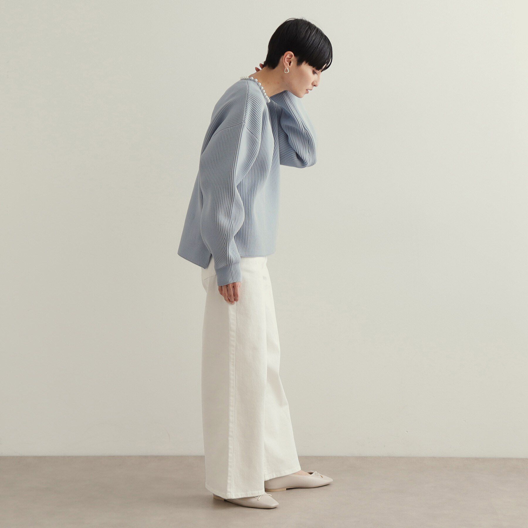 OPAQUE.CLIP「パール調ボタン付ニット【洗濯機洗い可/抗ピル】」|ニット・セーター|