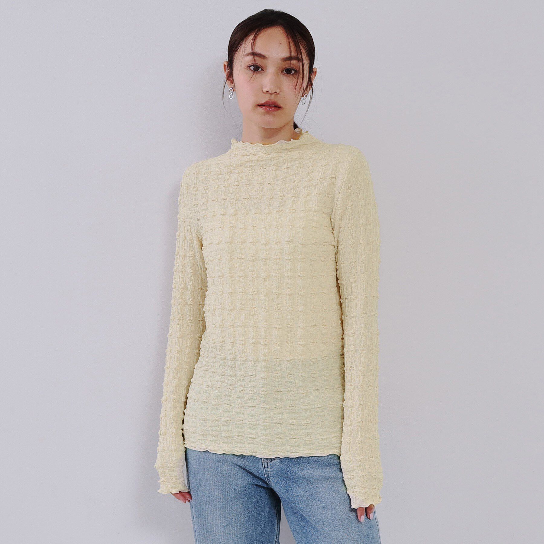 OPAQUE.CLIP「ぽこぽこハイネックカットソー【洗濯機洗い可】」|Tシャツ・カットソー|