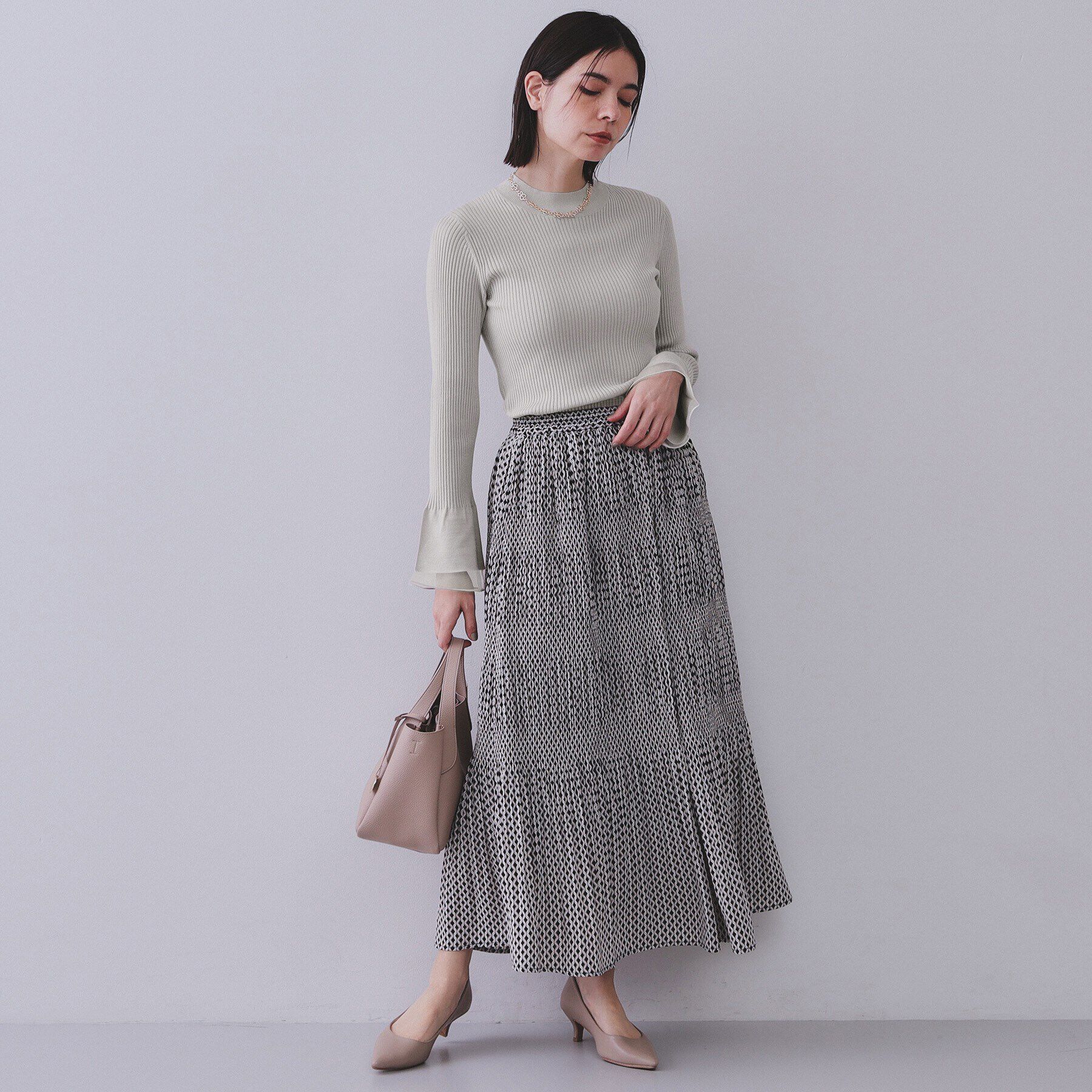 OPAQUE.CLIP「フレアスリーブリブニット【洗濯機洗い可】」|ニット・セーター|