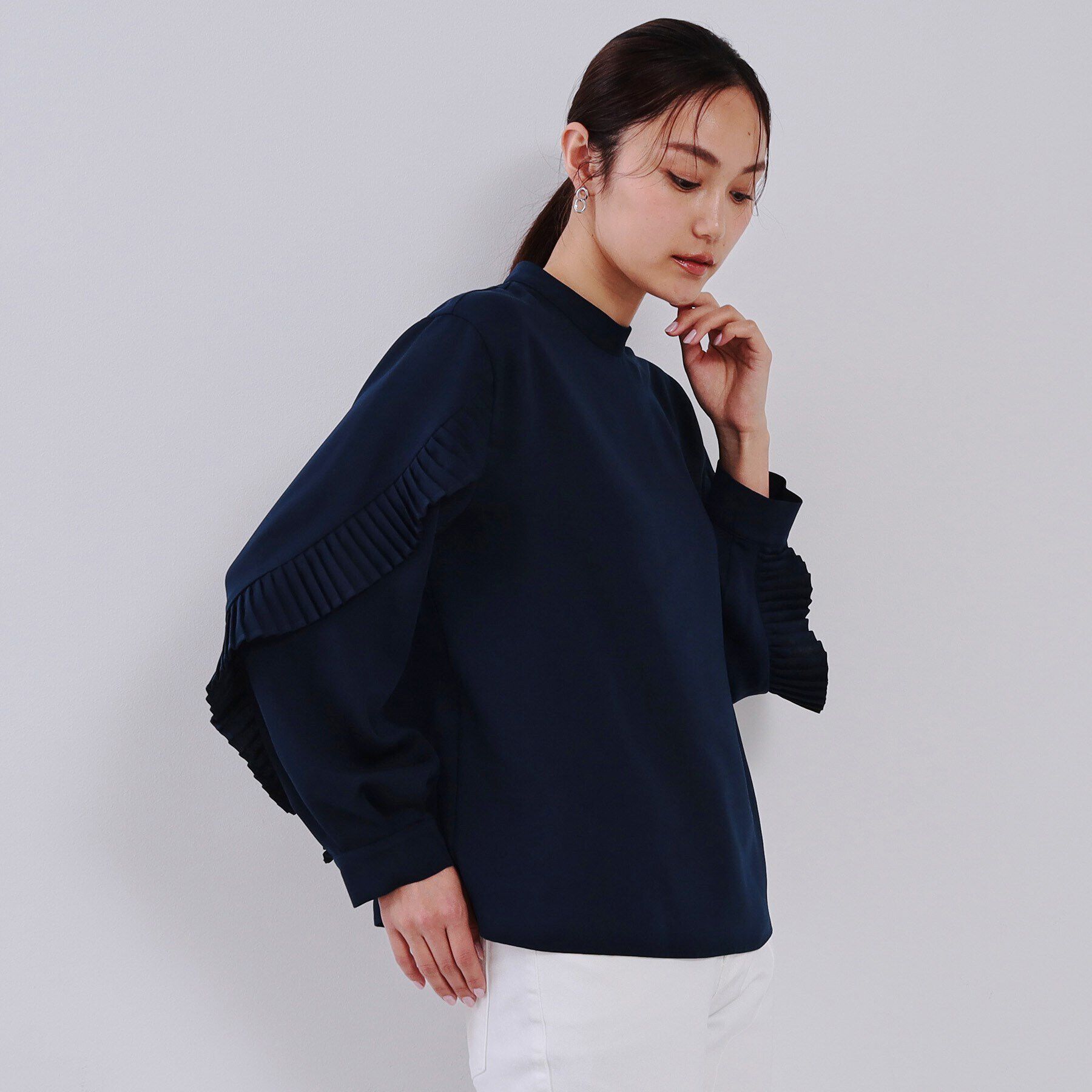 OPAQUE.CLIP「《美人百花掲載》プリーツフリルスリーブブラウス【洗濯機洗い可】」|シャツ・ブラウス|
