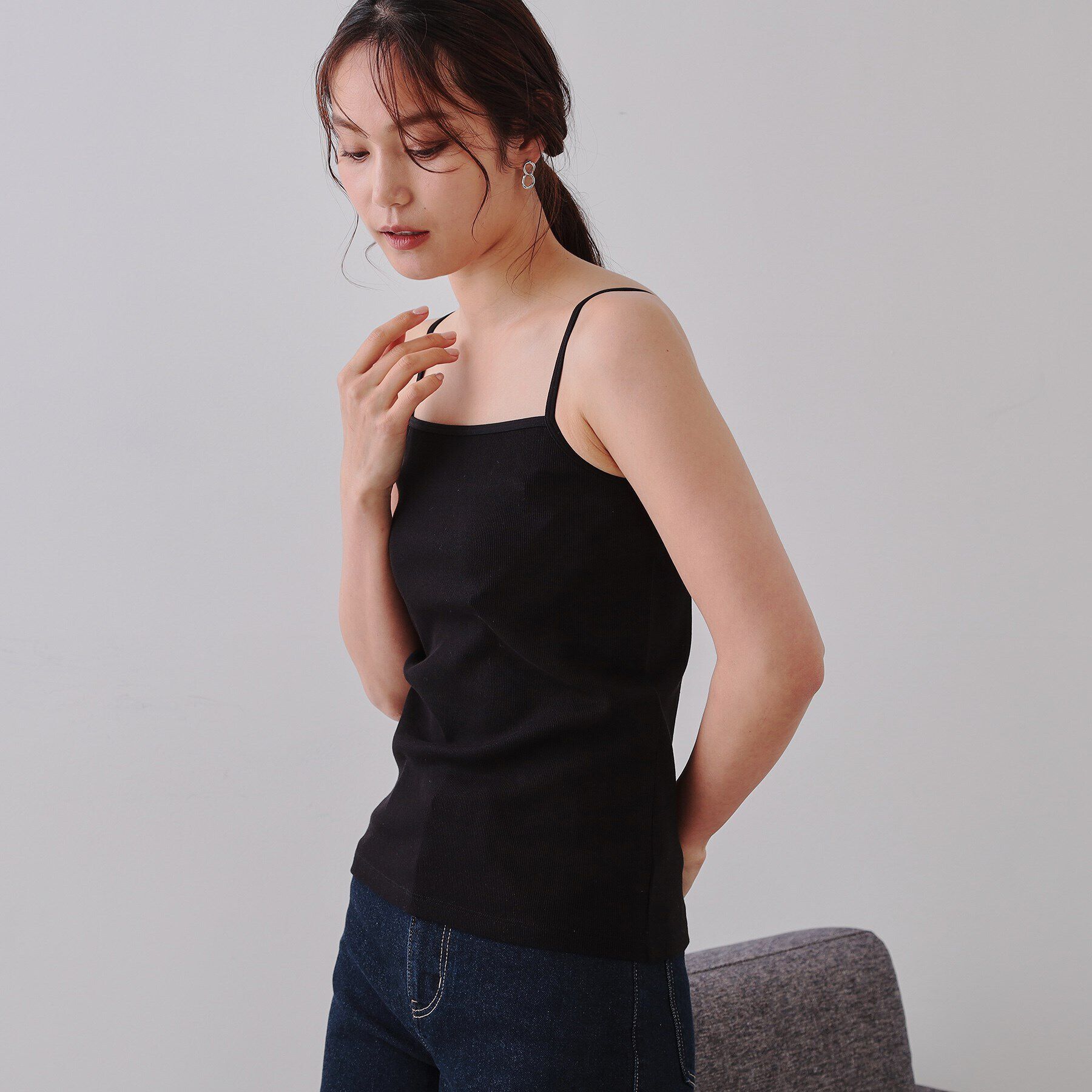 OPAQUE.CLIP「コットンリブキャミソール【洗濯機洗い可】」|キャミソール|