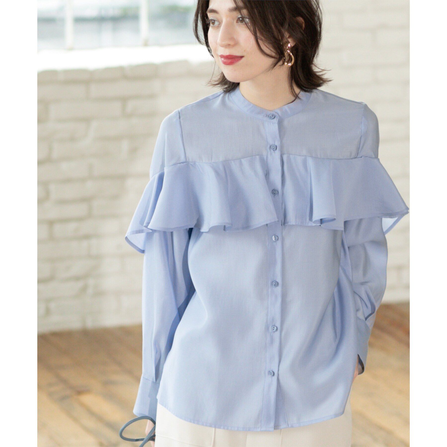 OPAQUE.CLIP「シアーフリルブラウス【洗濯機洗い可】」|シャツ・ブラウス|