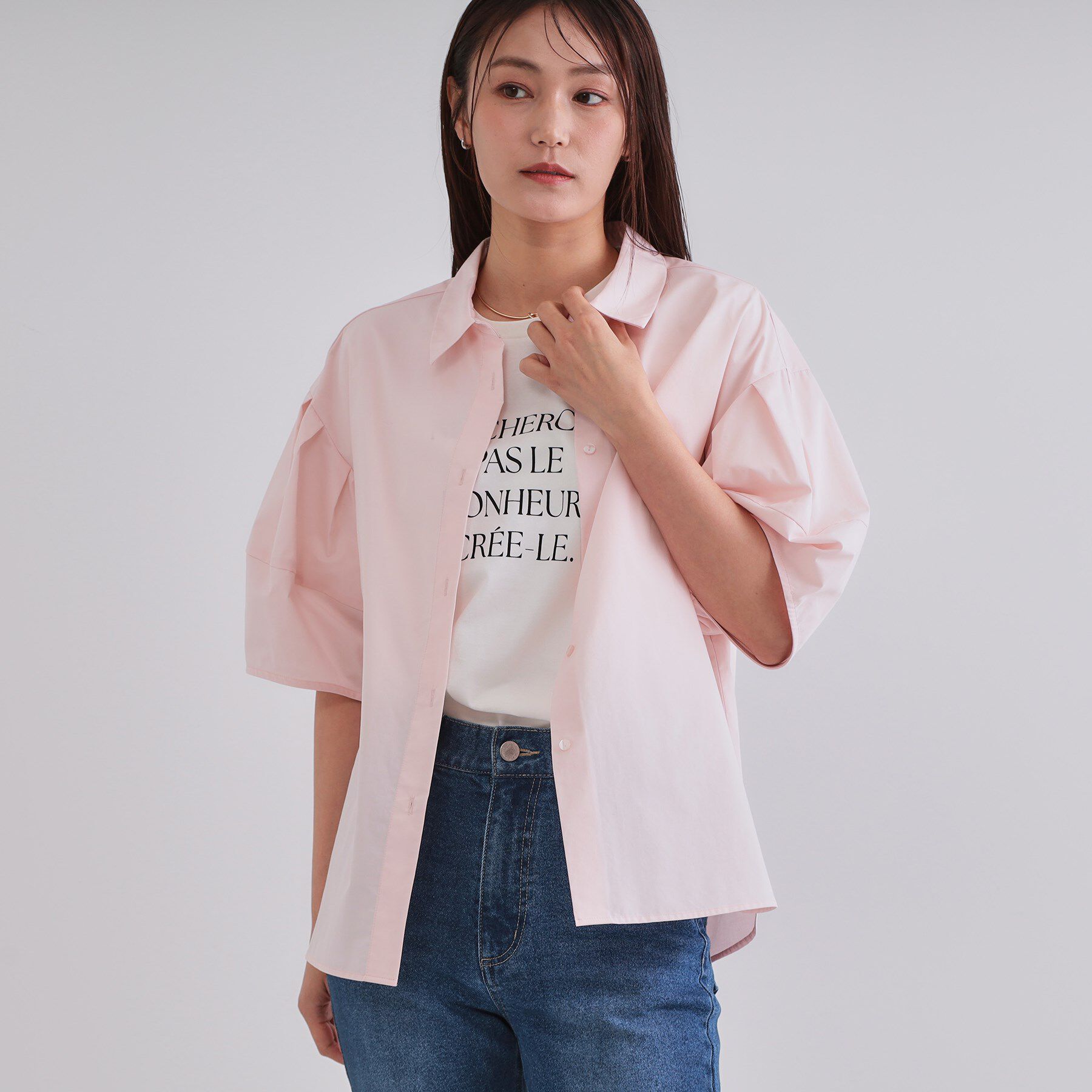 OPAQUE.CLIP「《美人百花掲載》ランタンスリーブシャツ【洗濯機洗い可】」|シャツ・ブラウス|