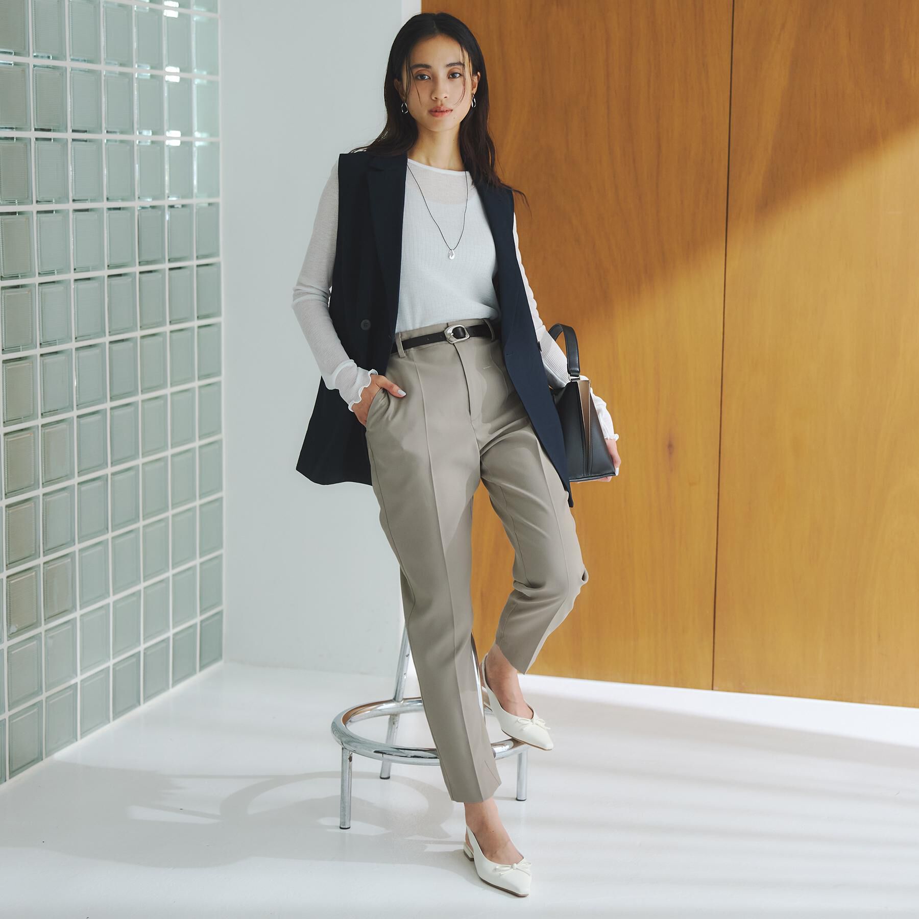 OPAQUE.CLIP「ストレッチリネンライク美脚テーパードパンツ【洗濯機洗い可/吸水速乾】」|その他|