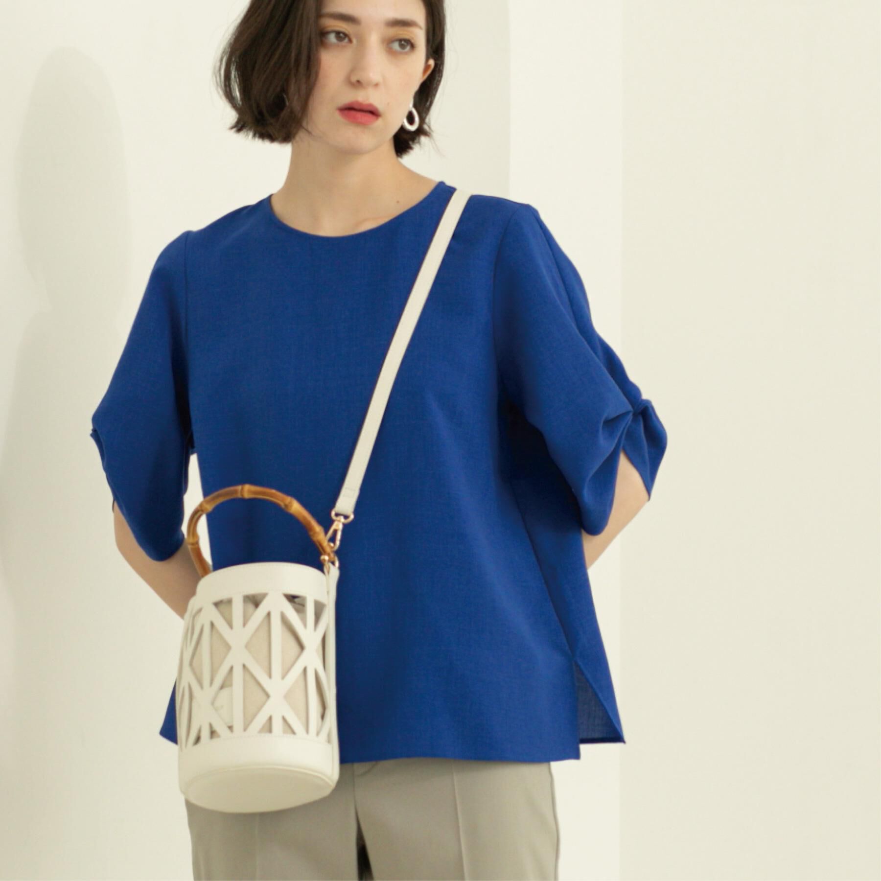 OPAQUE.CLIP「リネンライクタックスリーブブラウス【洗濯機洗い可/吸水速乾/接触冷感】」|シャツ・ブラウス|