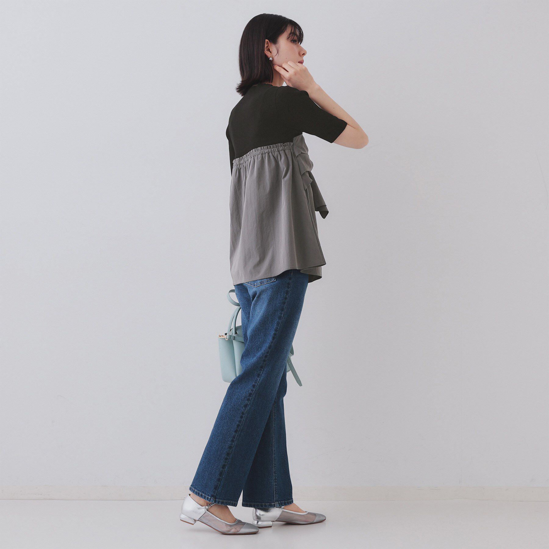 OPAQUE.CLIP「リボンビスチェドッキングニット【洗濯機洗い可】」|ニット・セーター|